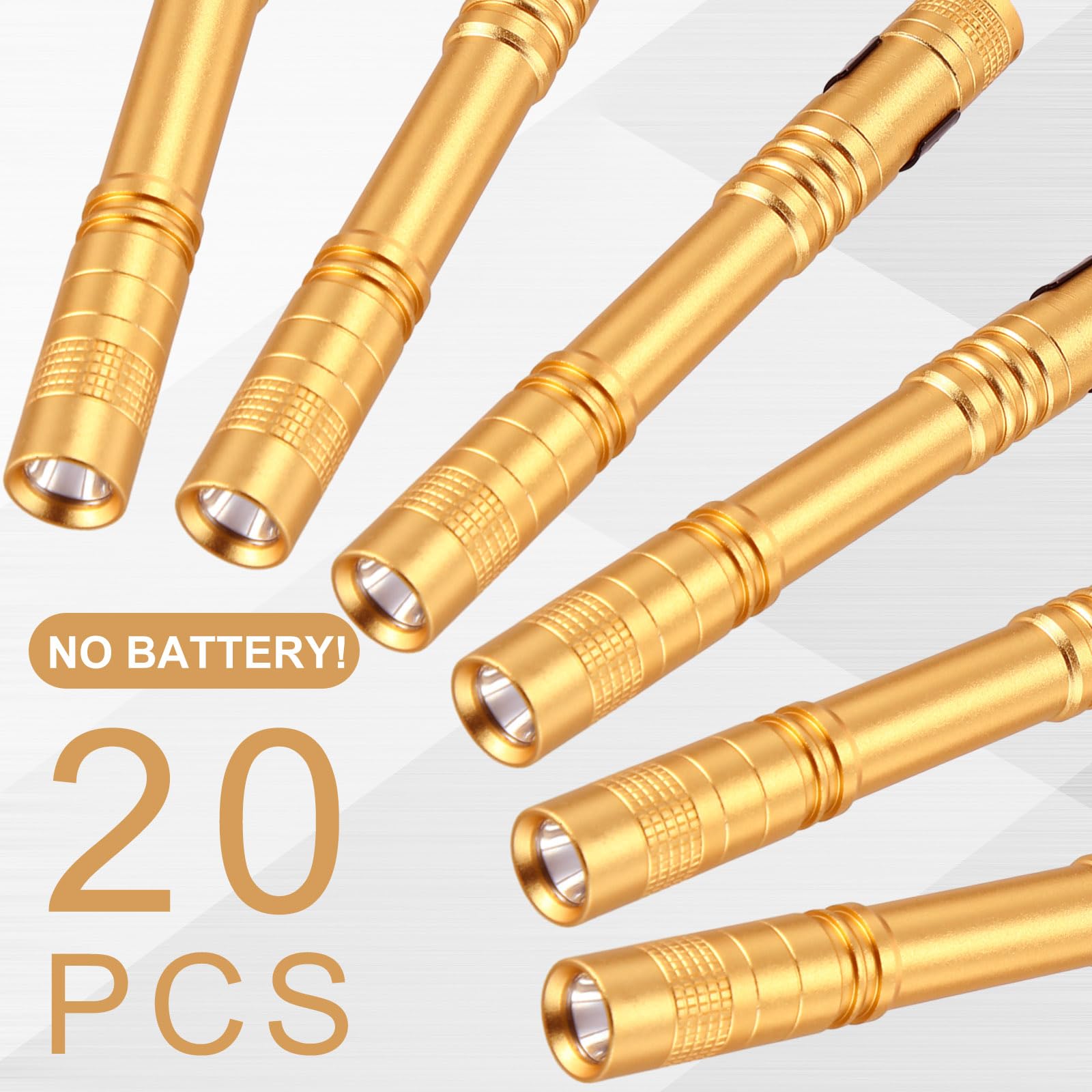 Hortsun Mini Pen Light Flashlights, 5.12 Inch, Yellow, LED, Aluminum, 20 Pcs Gifts for Fathers Day, Pocket Size with Clip