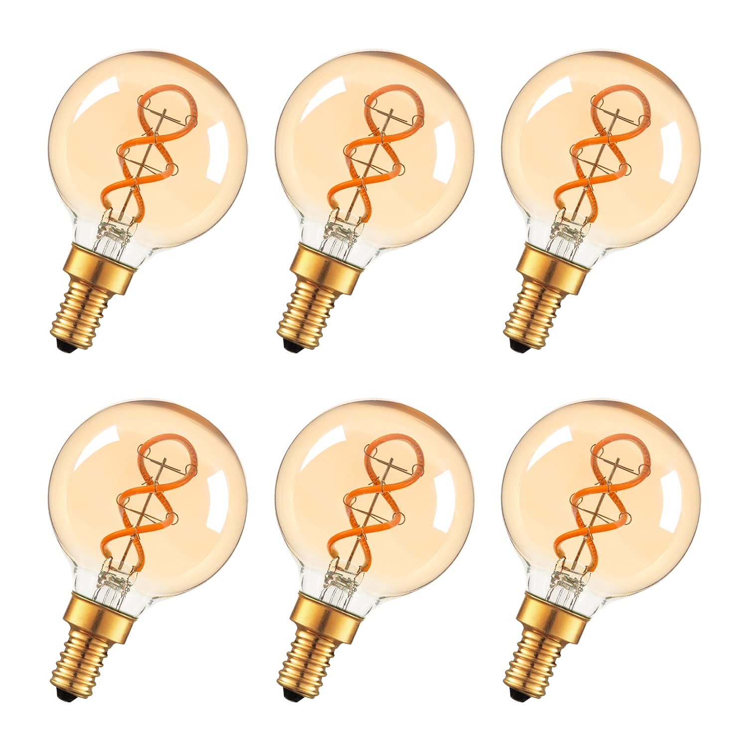Hcnew Dimmable E12 LED Bulb,G16.5 Candelabra Light Bulbs 4W, 40 Watts Equivalent, Amber 2200K 300lm, Edison Replacement Decorati
