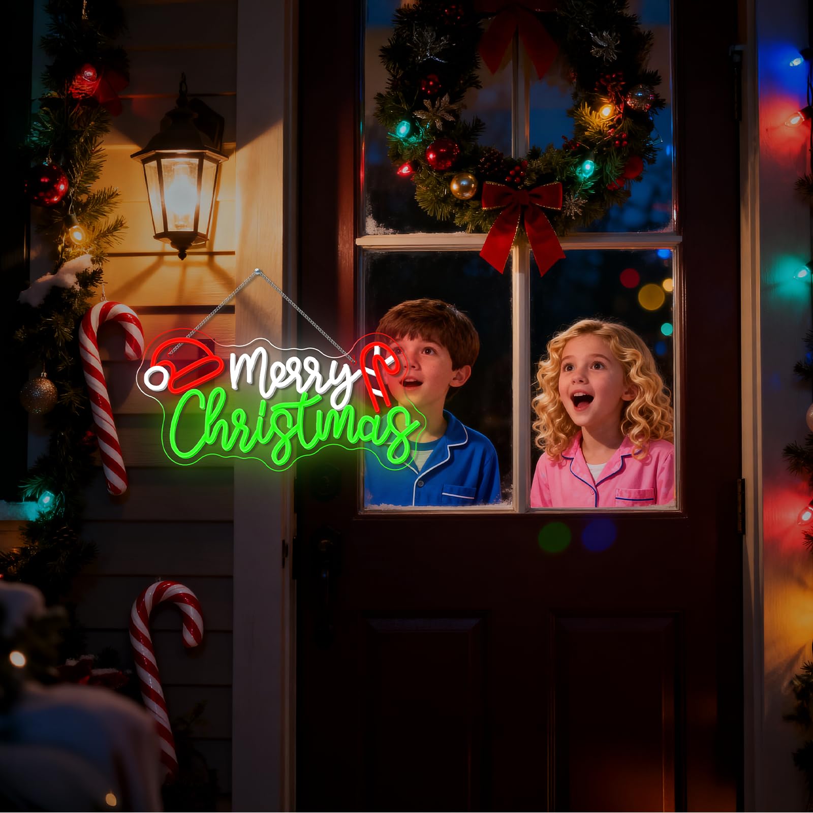 Nosun Nosun Merry Christmas Candy Cane Neon Sign Led Lighted Dimmable Switch Christmas Gift Decorations For Xmas Party Kids Bedroom Bar Pub Club Decor