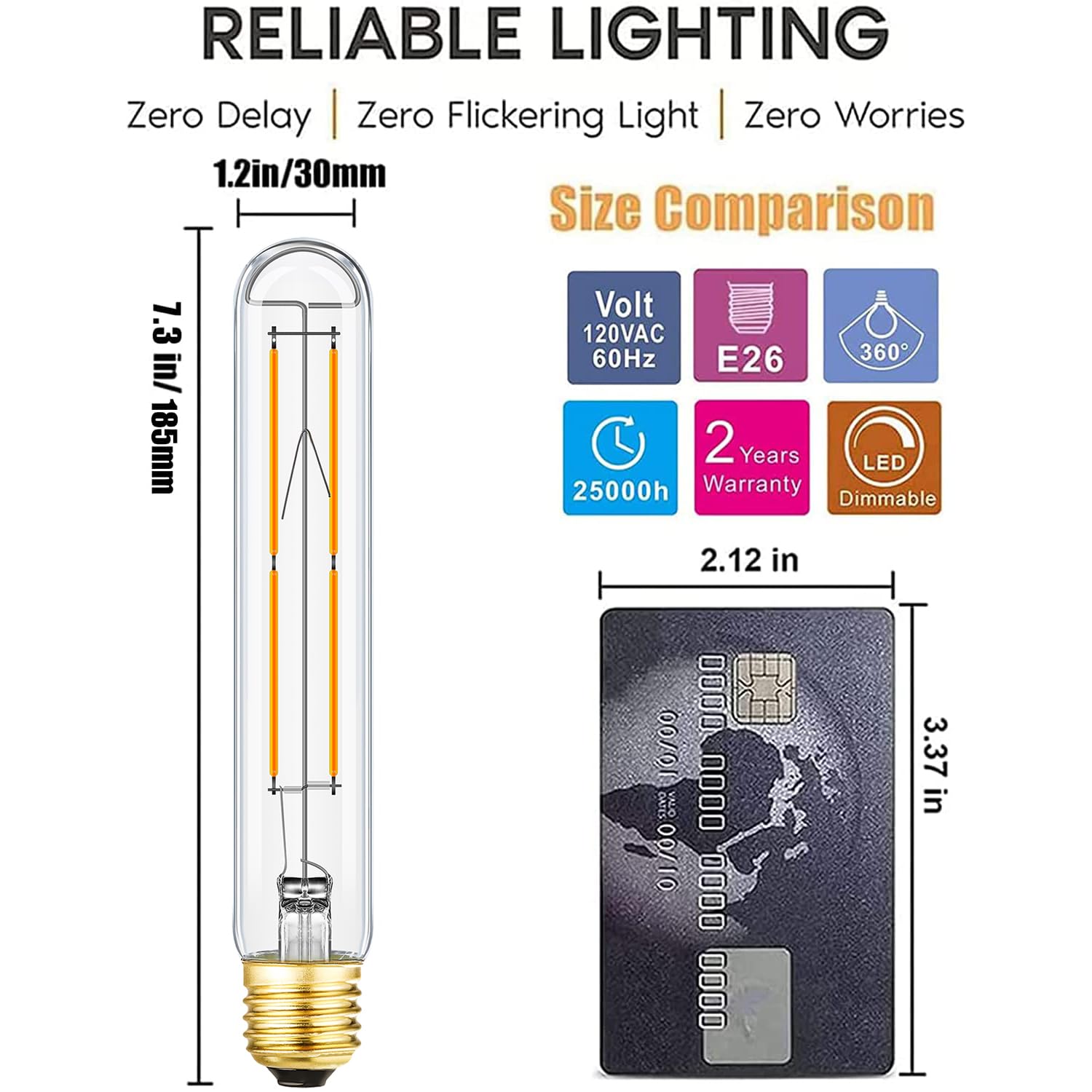 Leools E26 LED Bulb 8W (75W Equivalent) Soft White 3000K T10 Glass 4-Pack