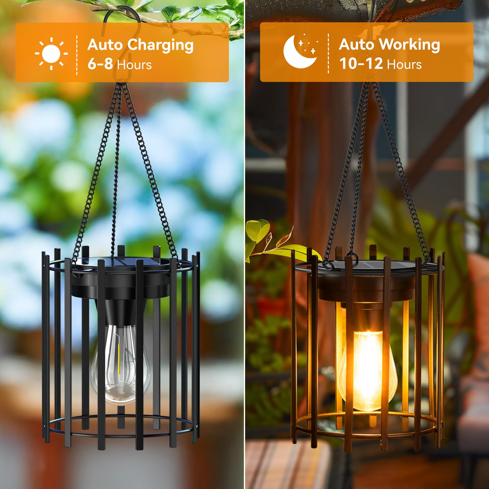 Kooper Solar Lanterns Outdoor Waterproof, 4 Pack Upgraded Bright Hanging Solar Lights Outdoor Lantern, Metal Outdoor Solar Lante