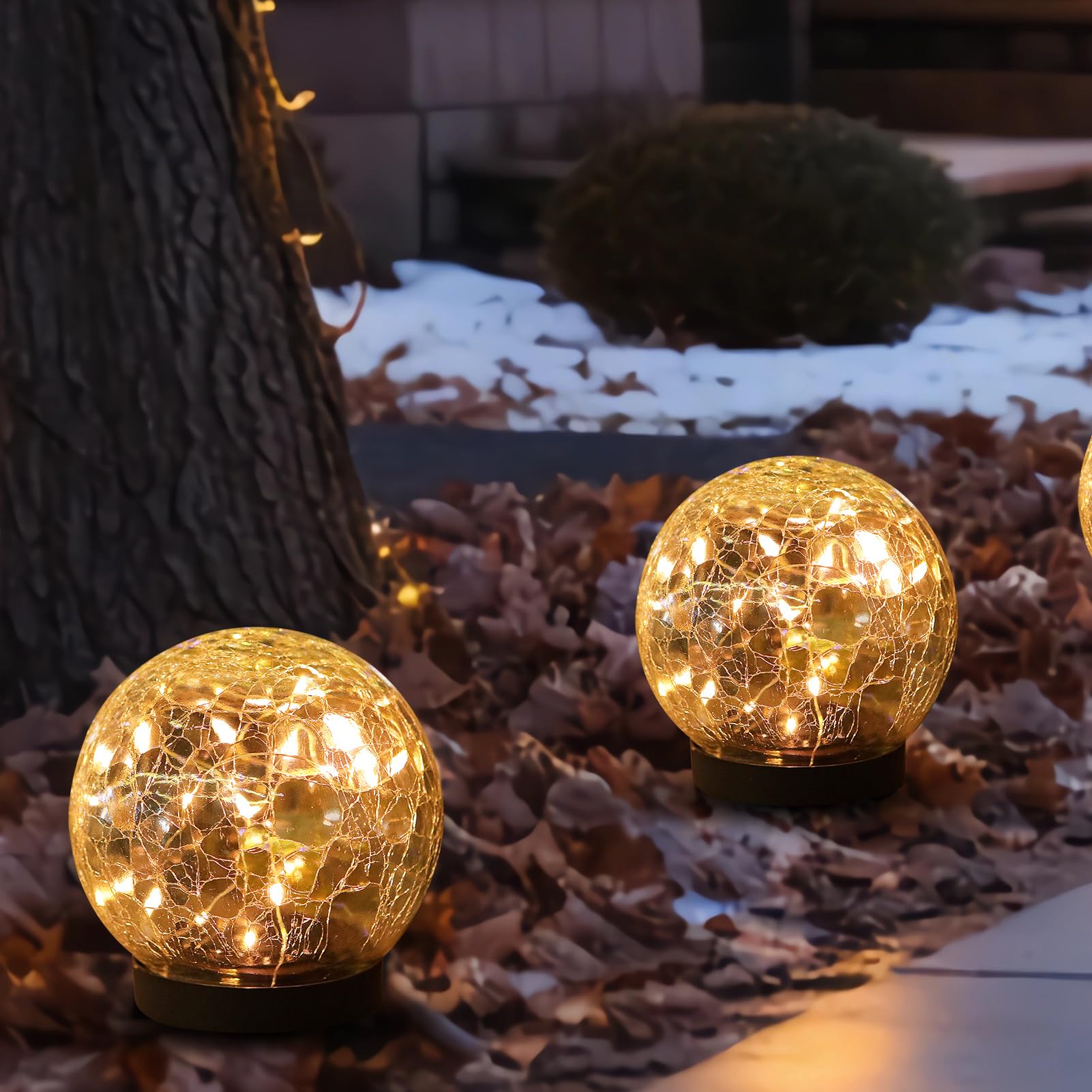 Mlknk Solar Globe Lights Outdoor Waterproof-Solar Balls-Solar Garden Lights-Orbs For Outside 2 Pack Cracked Glass Ball For Lawn
