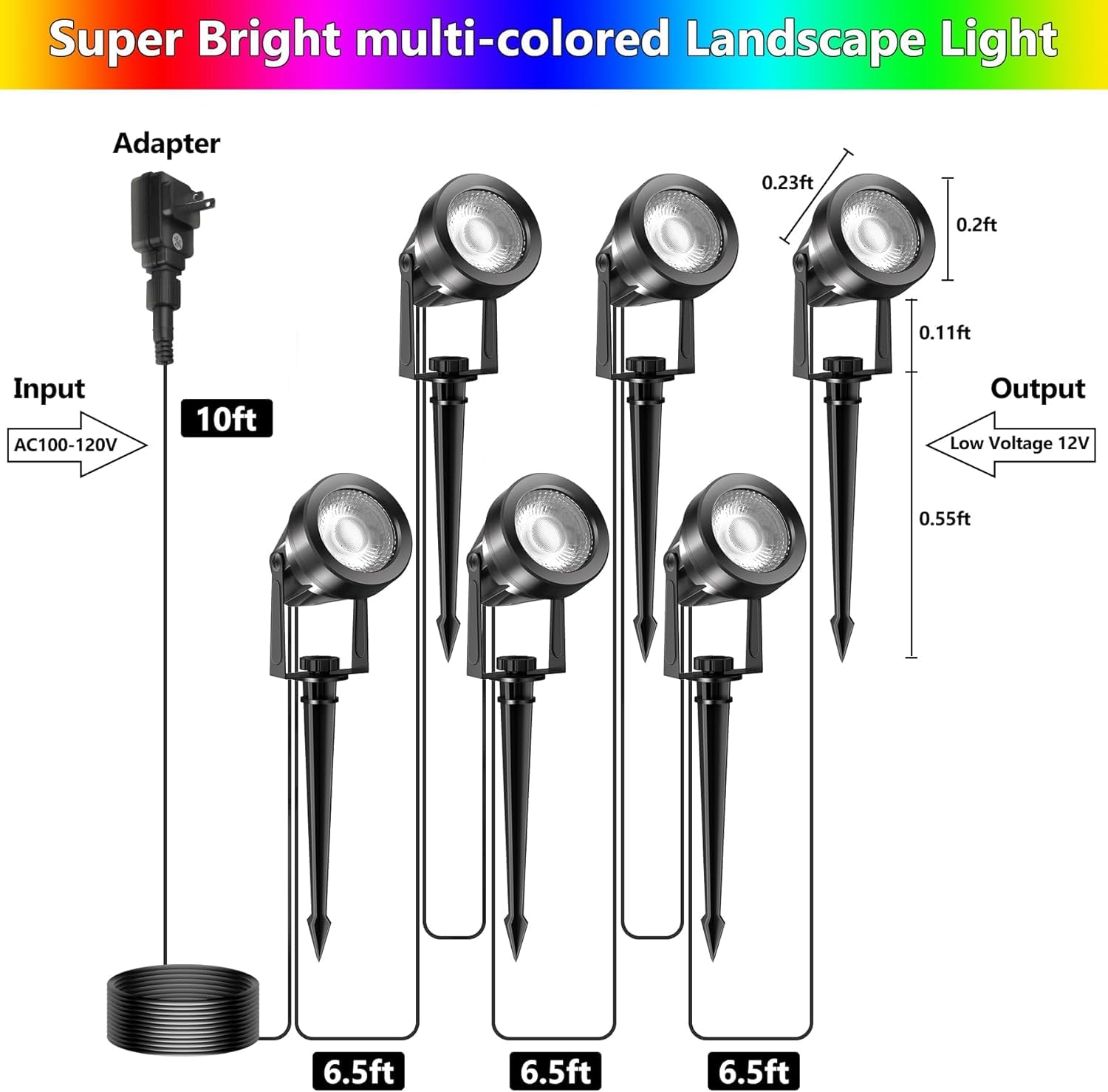 Crepow Rgbw Color Changing Landscape Lights With Remote, 12V Low Voltage, 6-In-1 For Garden, Yard