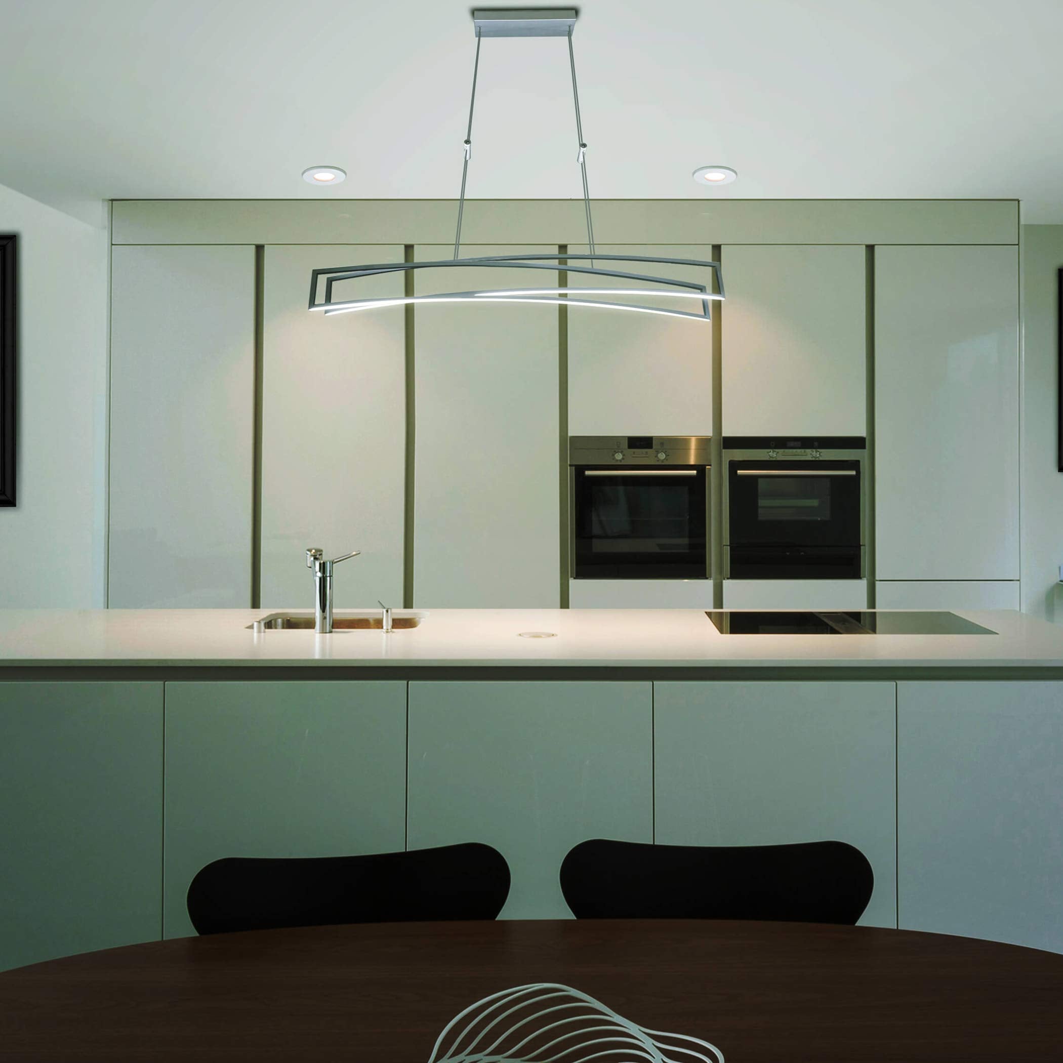 Vonn Sirius 46&quot; Silver Linear Chandelier Lighting Fixture With Integrated Led, Aluminum