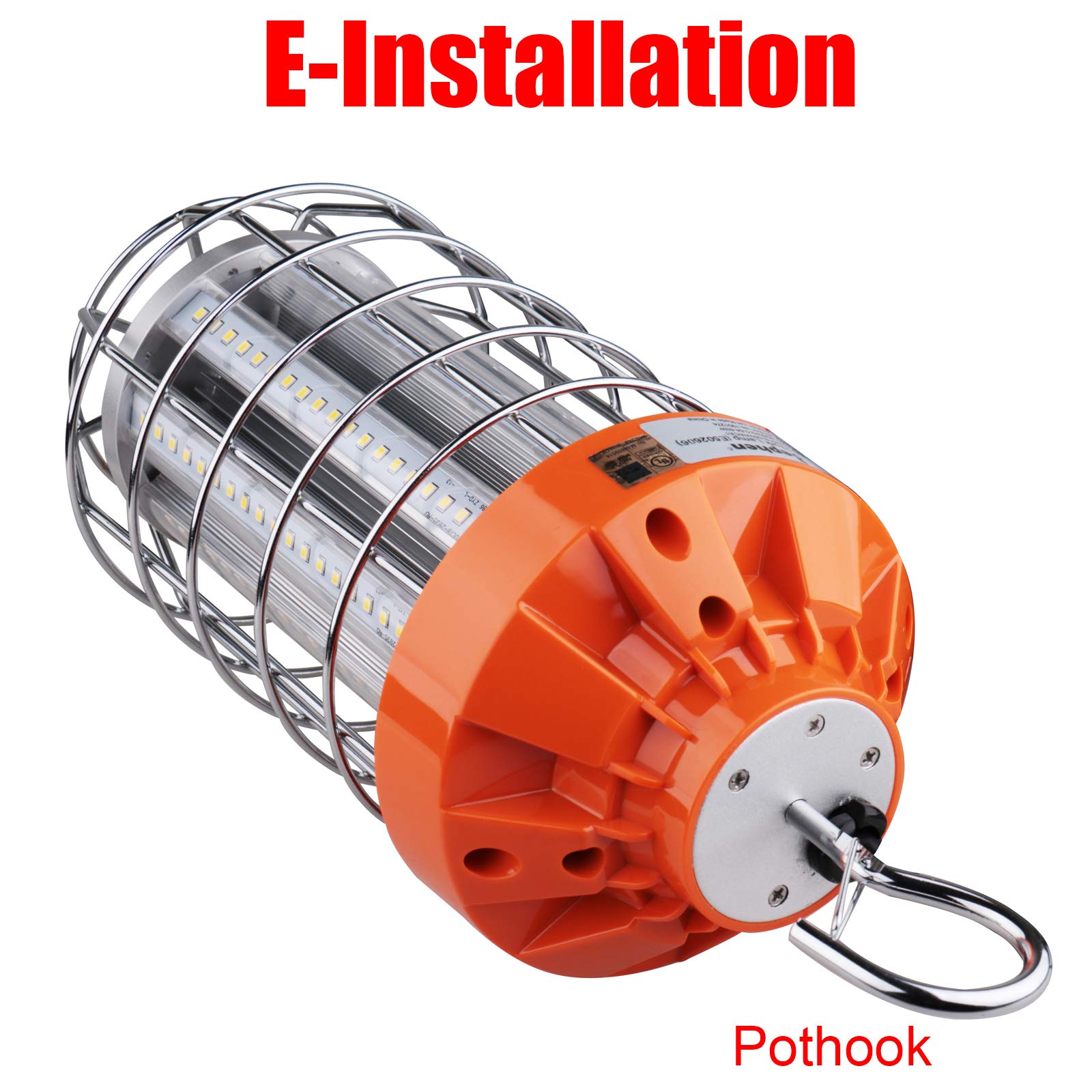 Dephen 60W Led Temporary Work Light, 8400Lm 5000K Construction Spotlights, Plug In Portable Worklight With Hook, 360 Degree Hang