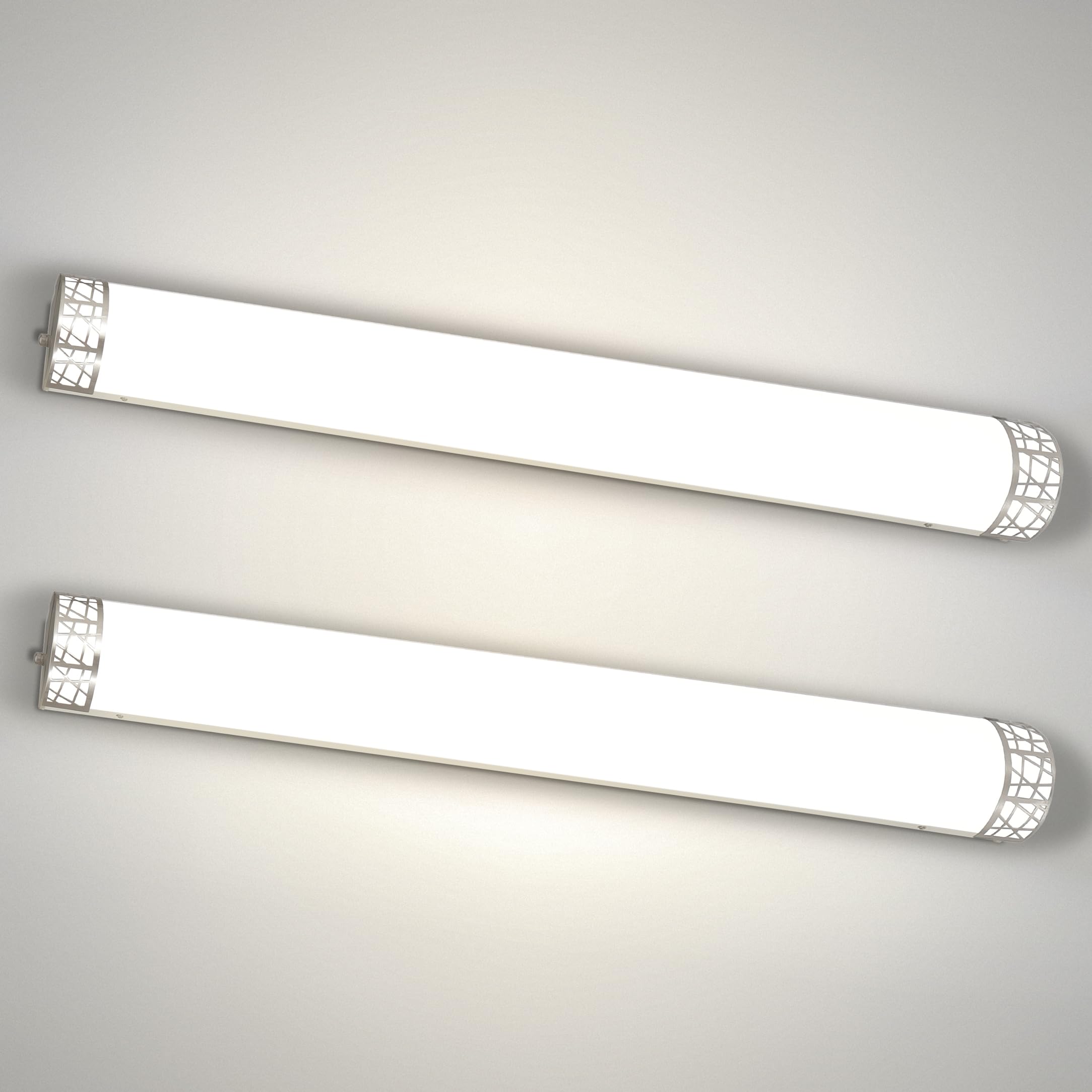 ASD 48 Inch LED Bathroom Vanity Light - Modern Dimmable Brushed Nickel - 2 Pack - Steel & Acrylic