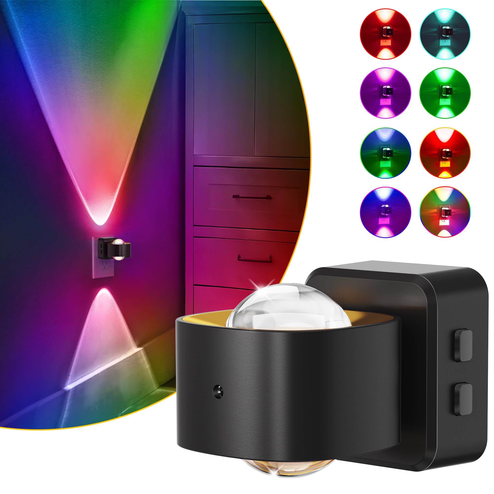 L LOHAS LED Night Light Projector, Color Changing Night Light Plug into Wall, Dusk to Dawn Sensor, Rotating Nightlight for Kids,