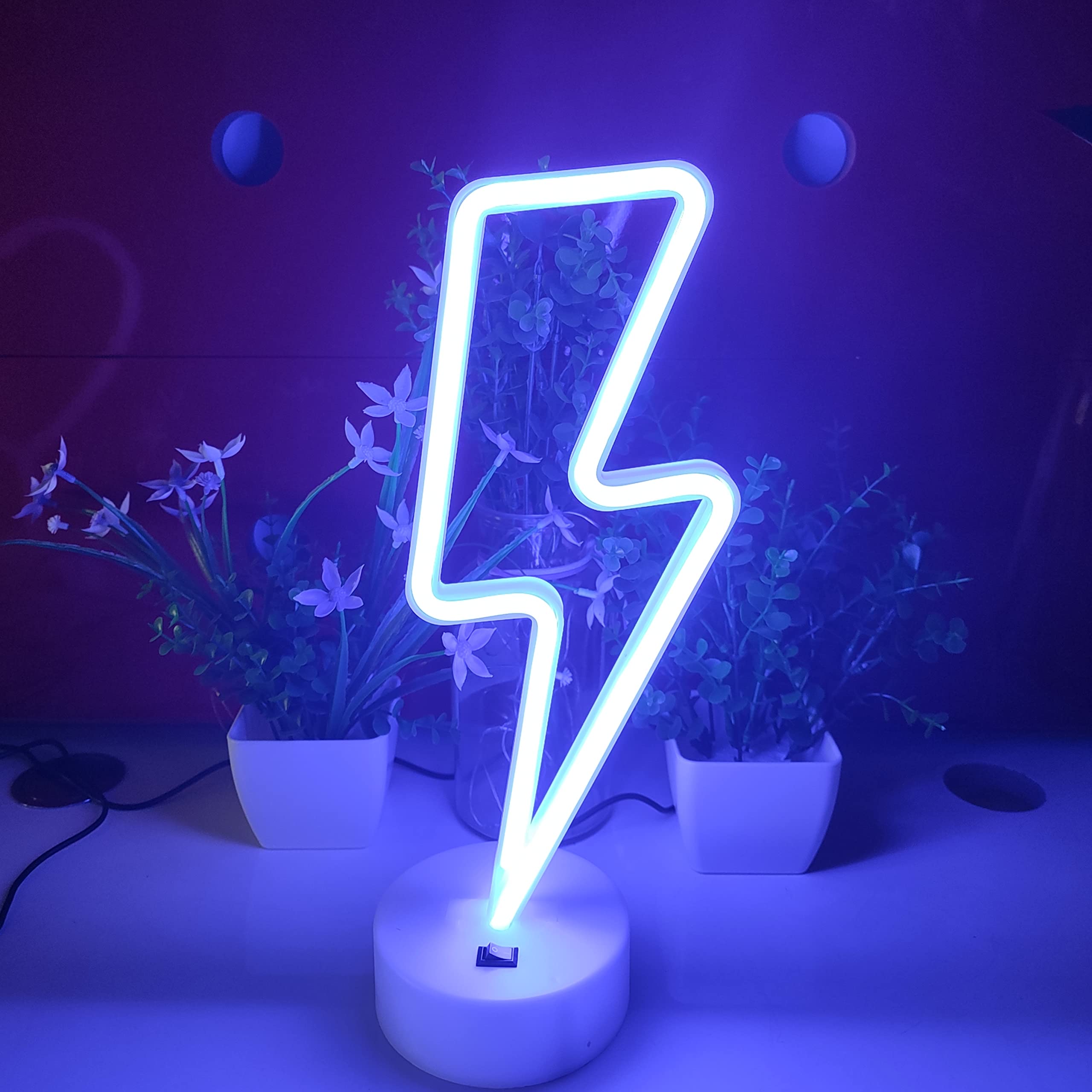 JYWJ Neon Sign Light, USB/3-AA Battery Powered, Plastic, Purple, Model JY-NEON-001, Desktop Wall Decoration for Parties and Business Premises
