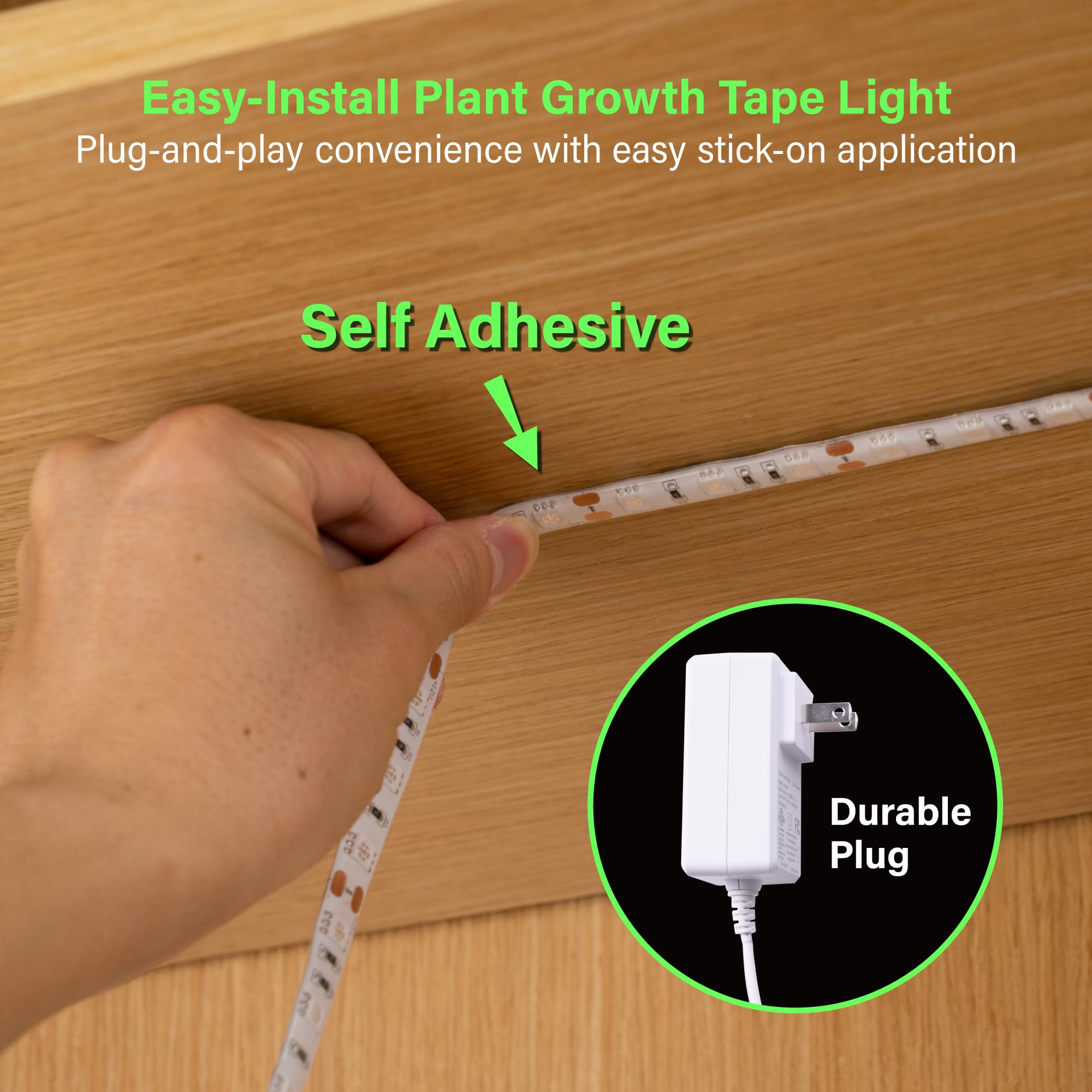 Zone Industry Corp. Led Grow Light Tape, 11.8 Feet / 360 Cm Plant Growing Light Strip Kit For Indoor Gardening, Full Spectrum, 24 Watt, Water Resistant, Plug-In Design