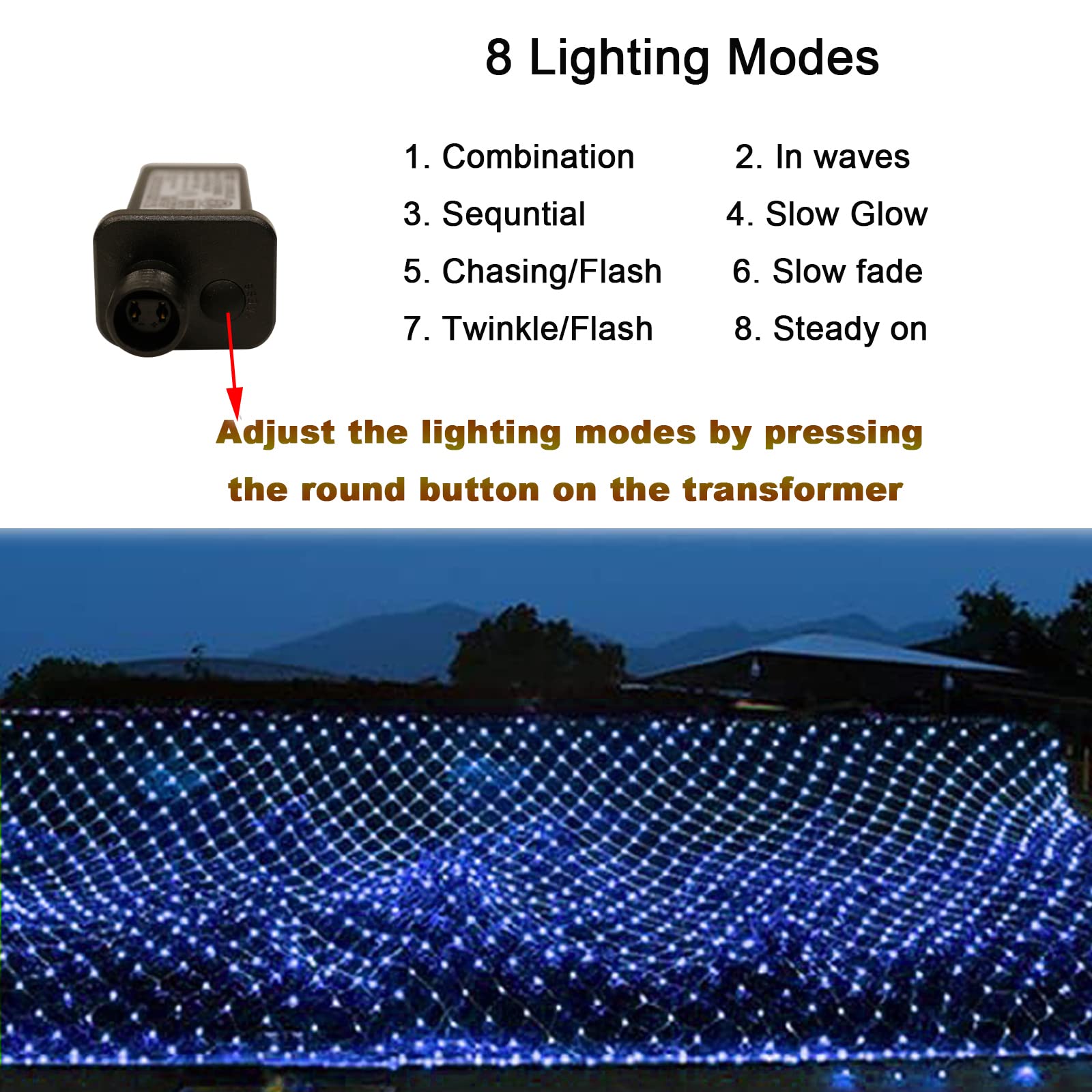 Oycbuzo 300Led Blue Net Lights,14.8Ftx5Ft 8 Modes Connectable Christmas Mesh Lights, Indoor And Outdoor Fairy String Lights Plug