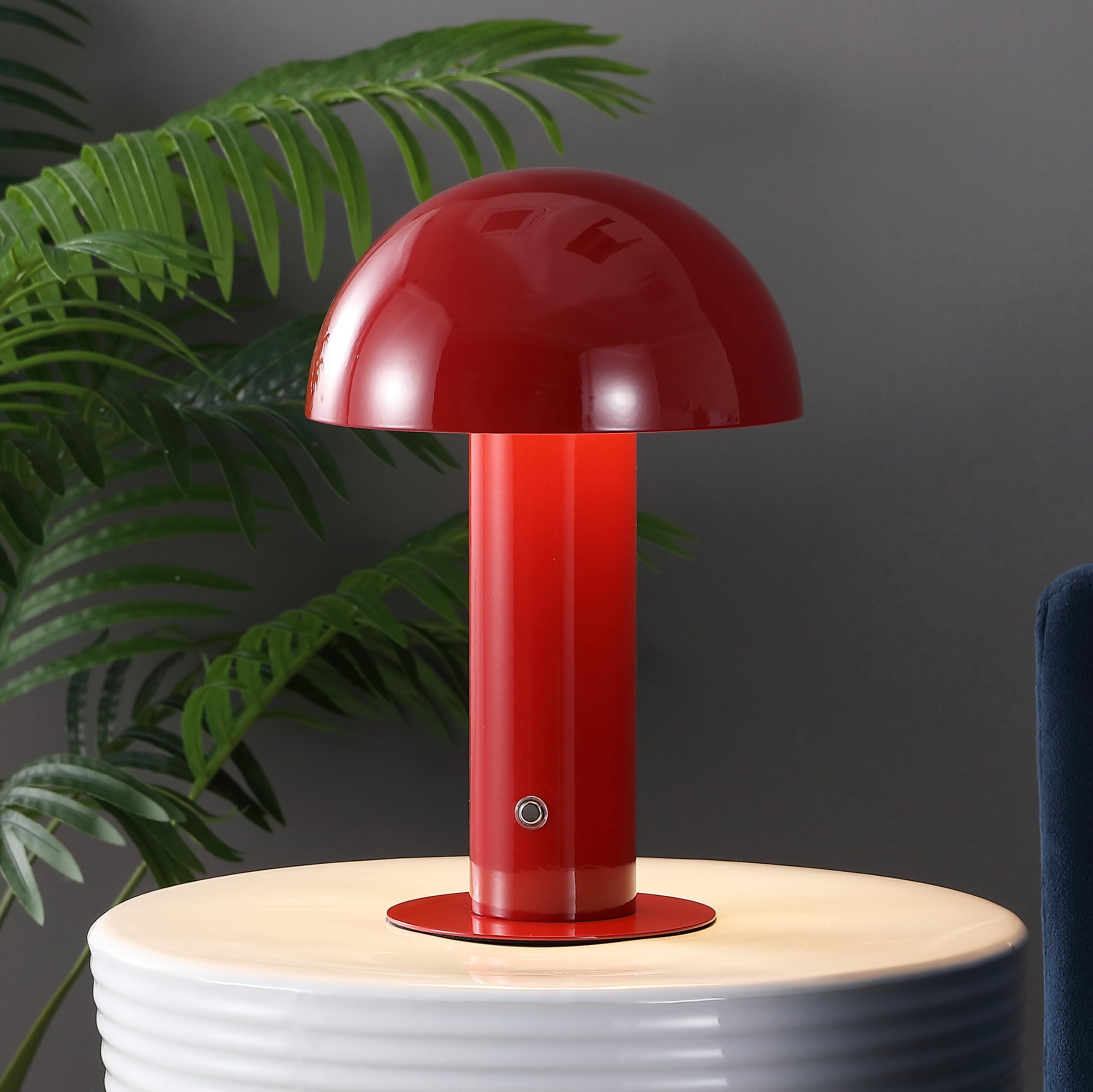 Jonathan Y Jyl7115G Boletus 10.75'' Contemporary Bohemian Rechargeable/Cordless Iron Dimmable Integrated Led Mushroom Table Lamp