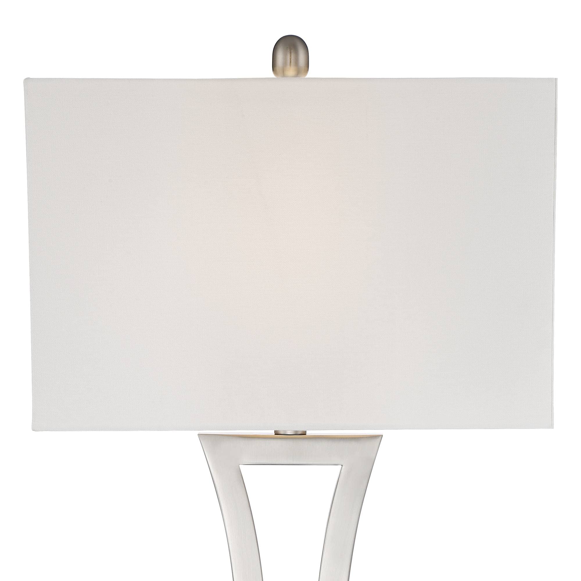 360 Lighting Roxie 31 Tall Large Modern End Table Lamps Set Of 2 Wifi Smart Socket Brushed Nickel Finish Sculptural Metal Living