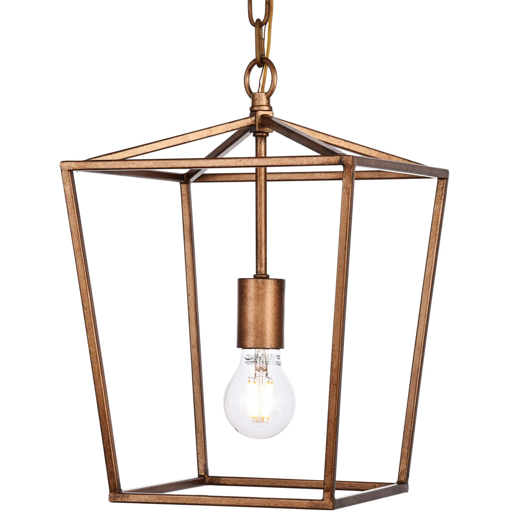 Elegant Lighting Maddox Collection 1 Light Pendant Lamp in Vintage Gold Finish - 9.75D x 14.5H