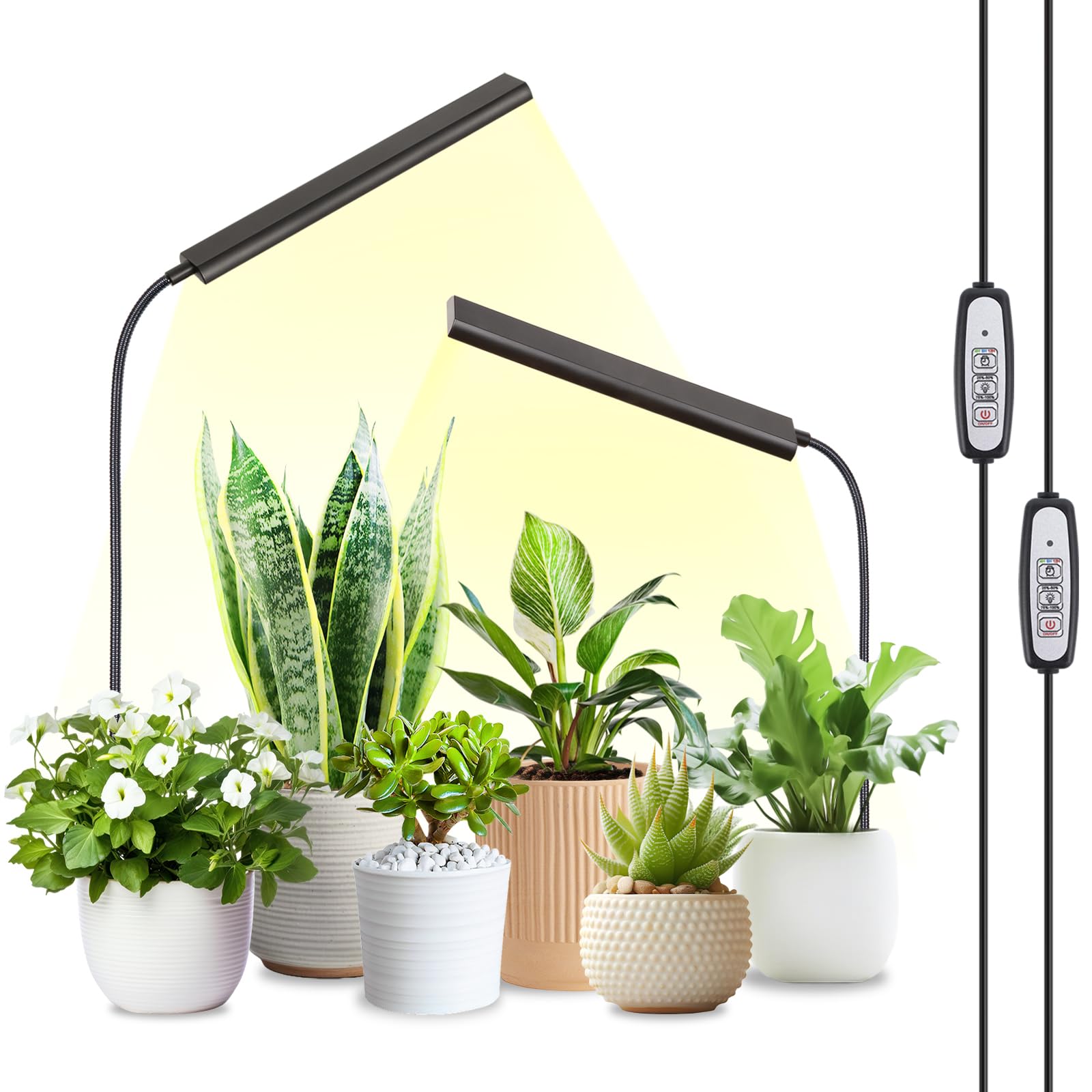 Foxgarden Grow Light For Indoor Plants Growing, Full Spectrum Gooseneck Plant Light For Indoor Plants, 52 Led Bright Grow Lamp W