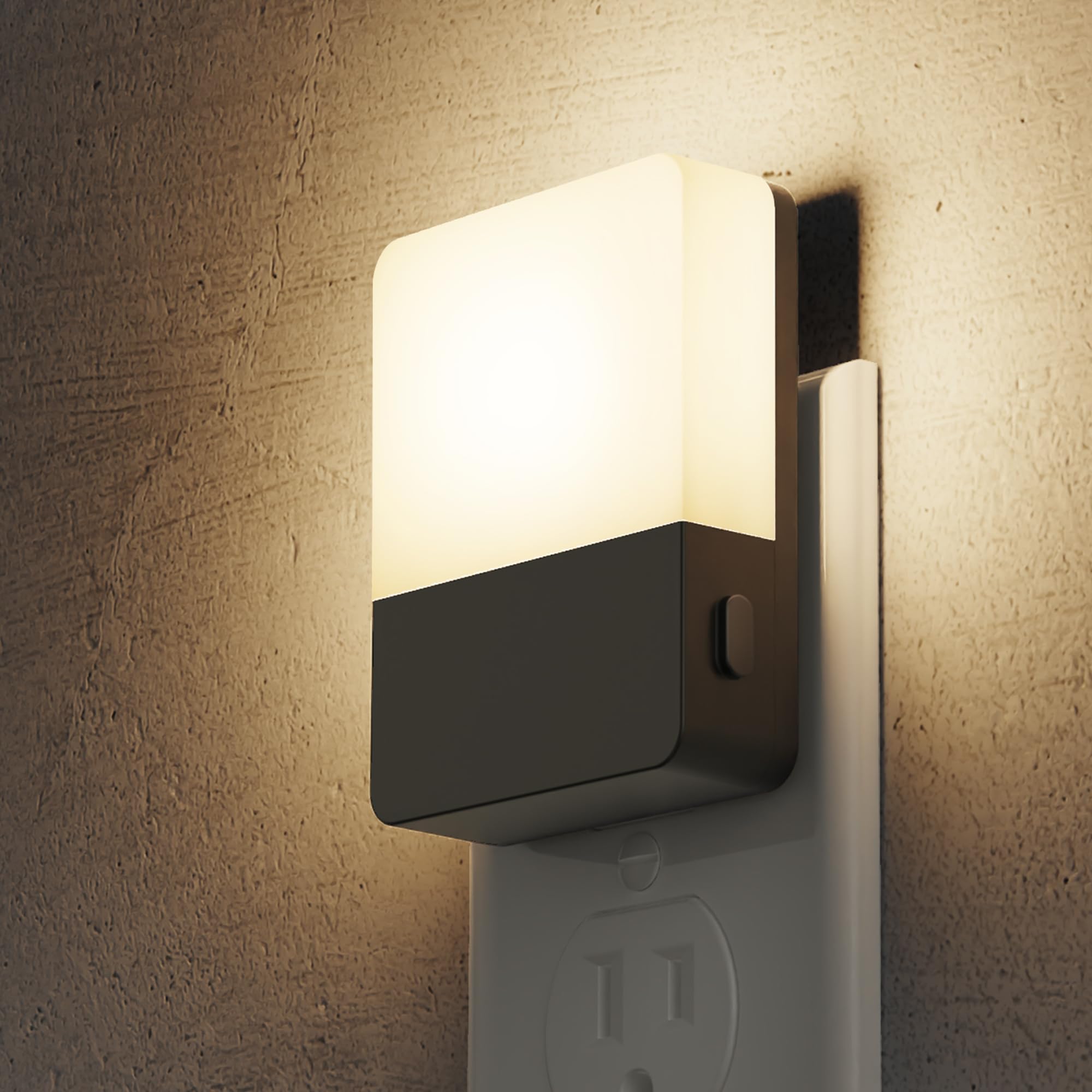 Briignite Night Light Plug with Dusk to Dawn Sensor, Soft White 3000K, 3-Level Brightness, 2 Pack, Plastic
