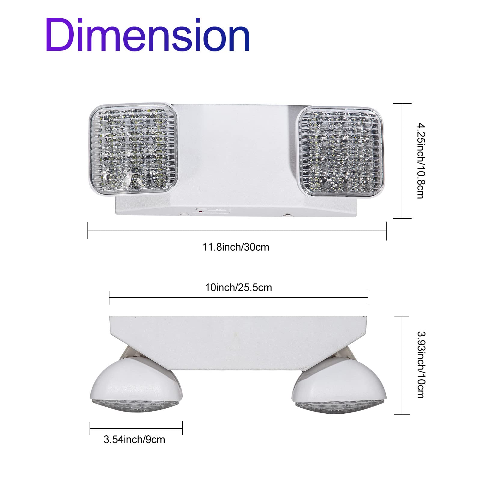 Cm Mzy Emergency Lights With Battery Backup,Commercial Emergency Light,Two Adjustable Led Light Head Emergency Lighting Fixtures,120-277V Ac, Ul Certified,1Pcs
