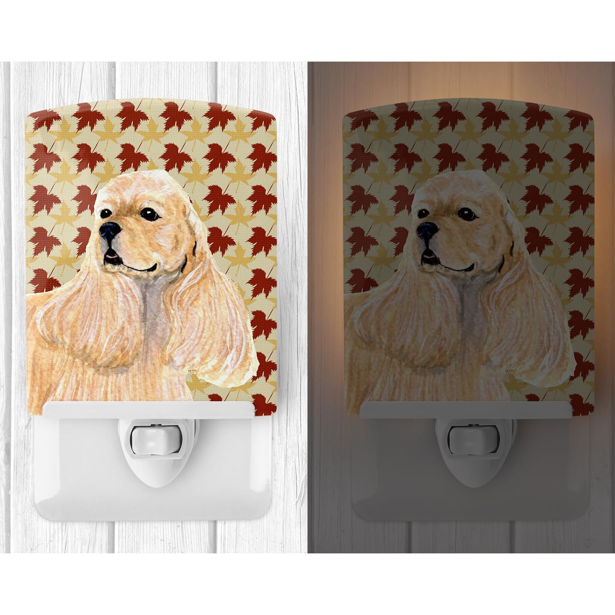 Carolines Treasures Ceramic Night Light Cocker Spaniel Fall Leaves 6x4x3in Multicolor Model SS4334CNL