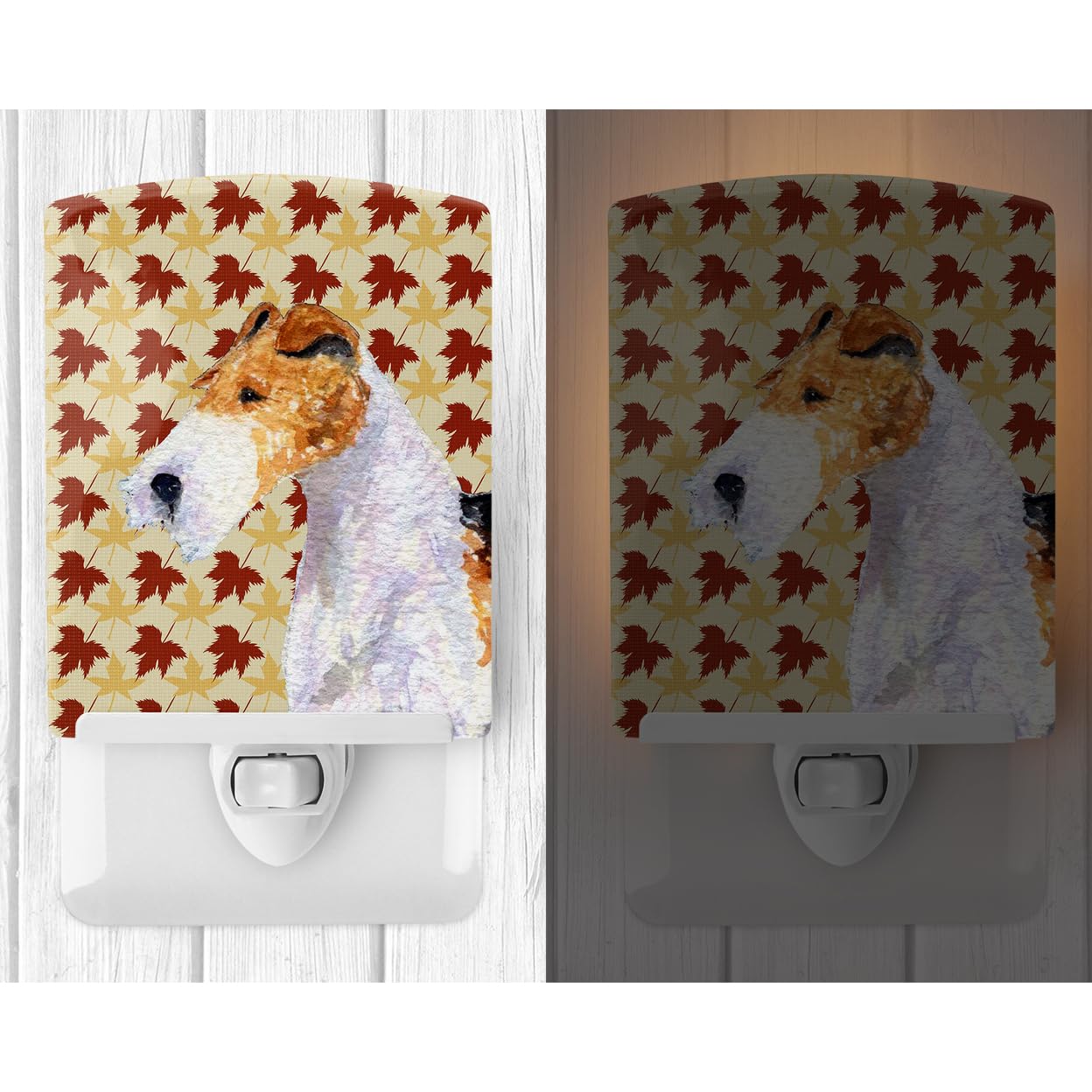 Carolines Treasures Fox Terrier Ceramic Night Light, UL-Certified, 6x4x3in, Multicolor, Model SS4378CNL
