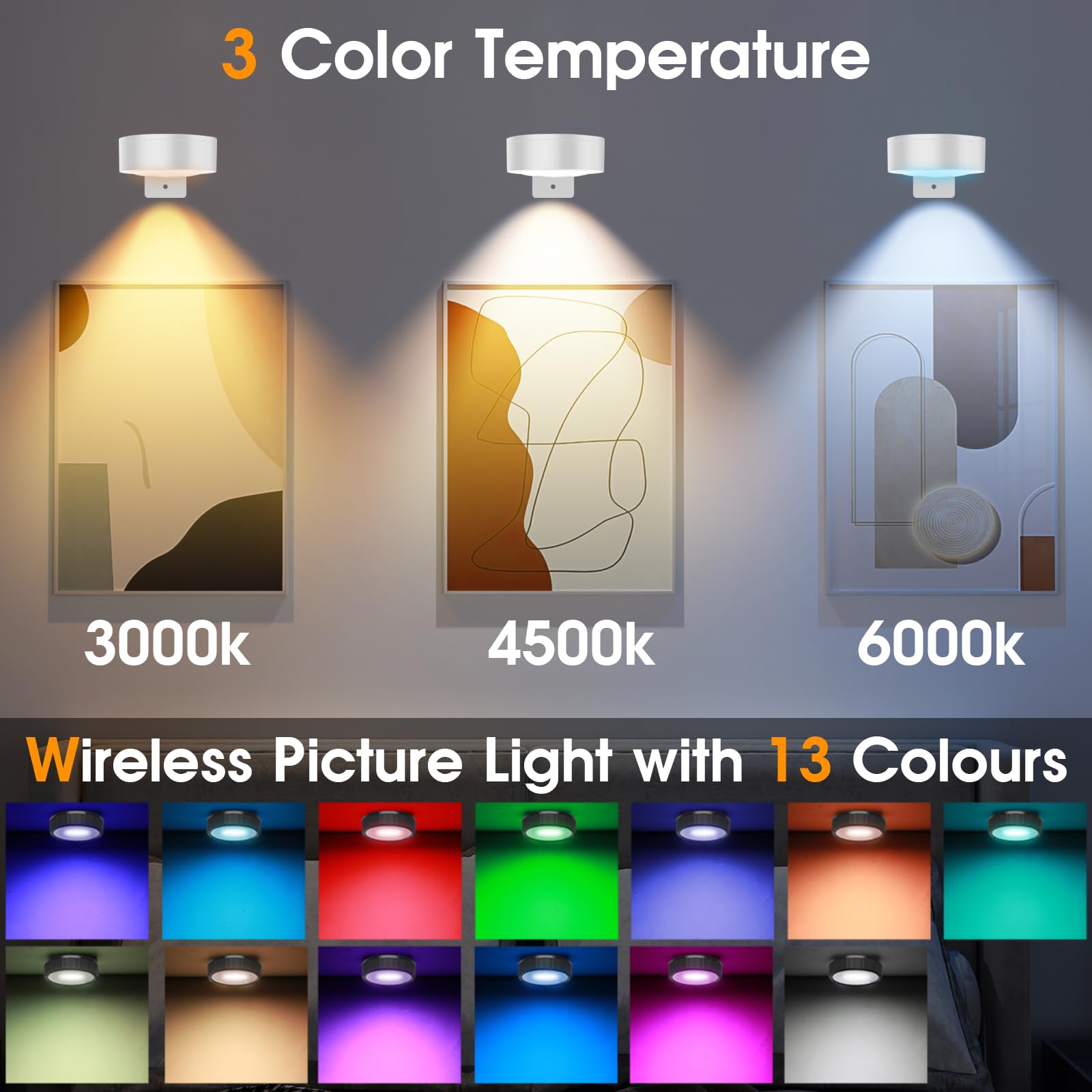 SIXDEFLY RGB LED Art Display Light, 6 Pack, Rechargeable, Remote Control, Dimmable, White