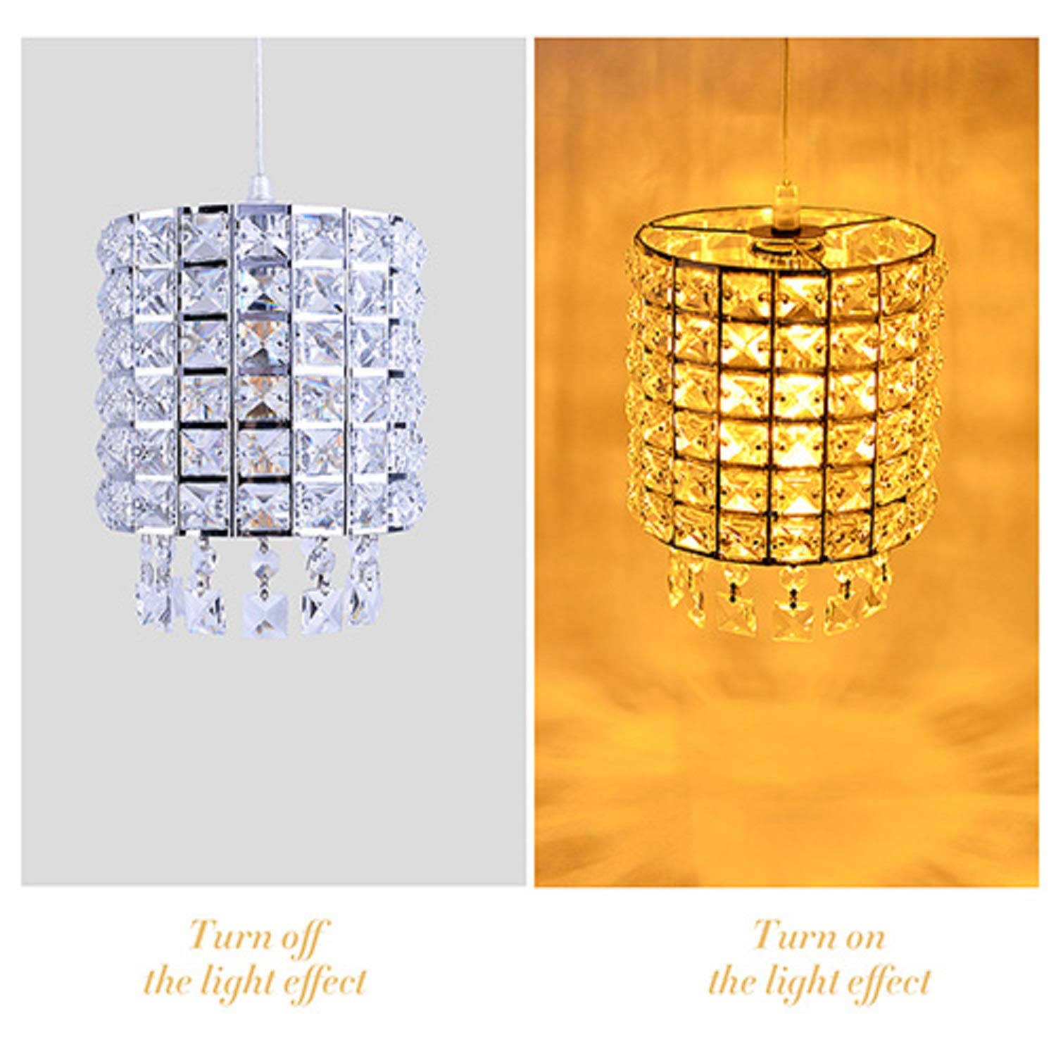 Airposta Dimmable Plug in Pendant Light, Crystal Mini Chandeliers, Modern Chrome Finish Crystal Hanging Chandelier Sparkly Ceili