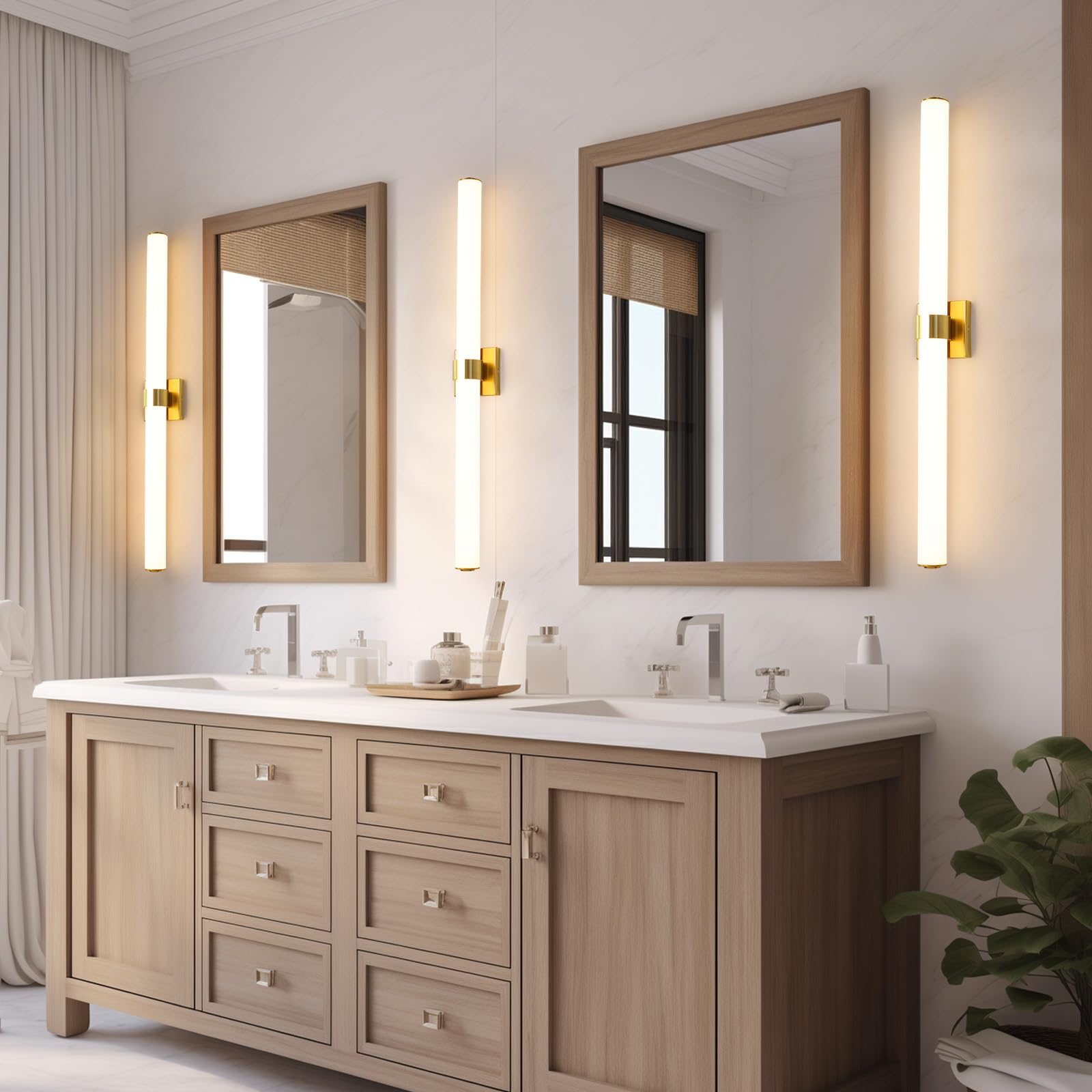 Aijiasi Bathroom Light Fixtures - 39 Inch Gold Bathroom Lights Over Mirror Led Vanity Light With Acrylic Shade, Modern Vanity Li