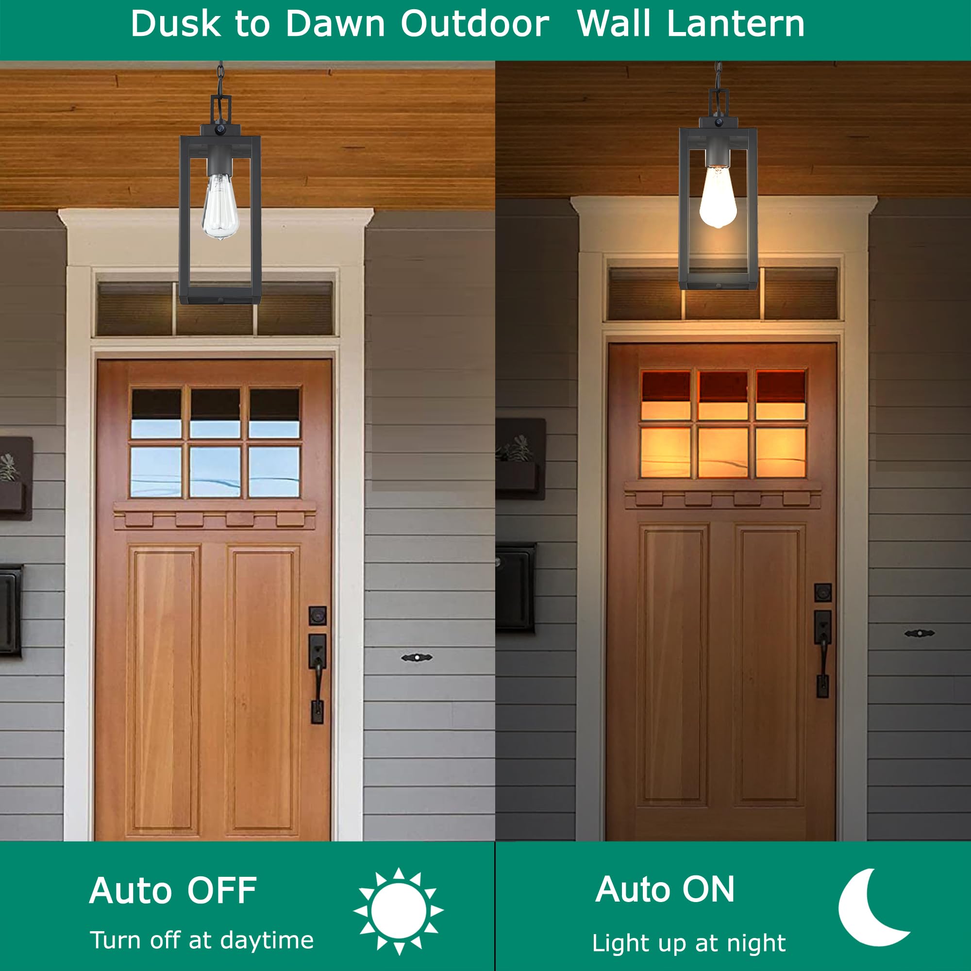 Faymart 13" Outdoor Pendant Light - Dusk to Dawn, Steel & Glass, with Sensor, Model 848507017127