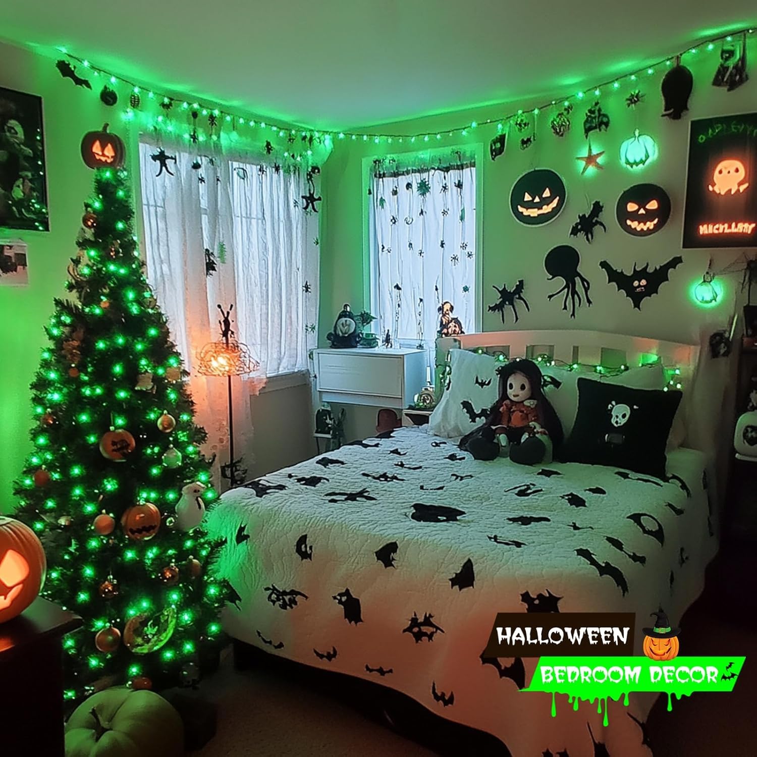 JMEXSUSS 200 LED String Lights, 66ft Waterproof Green Christmas Lights, Expandable, 8 Modes, Model EXS-S-0200