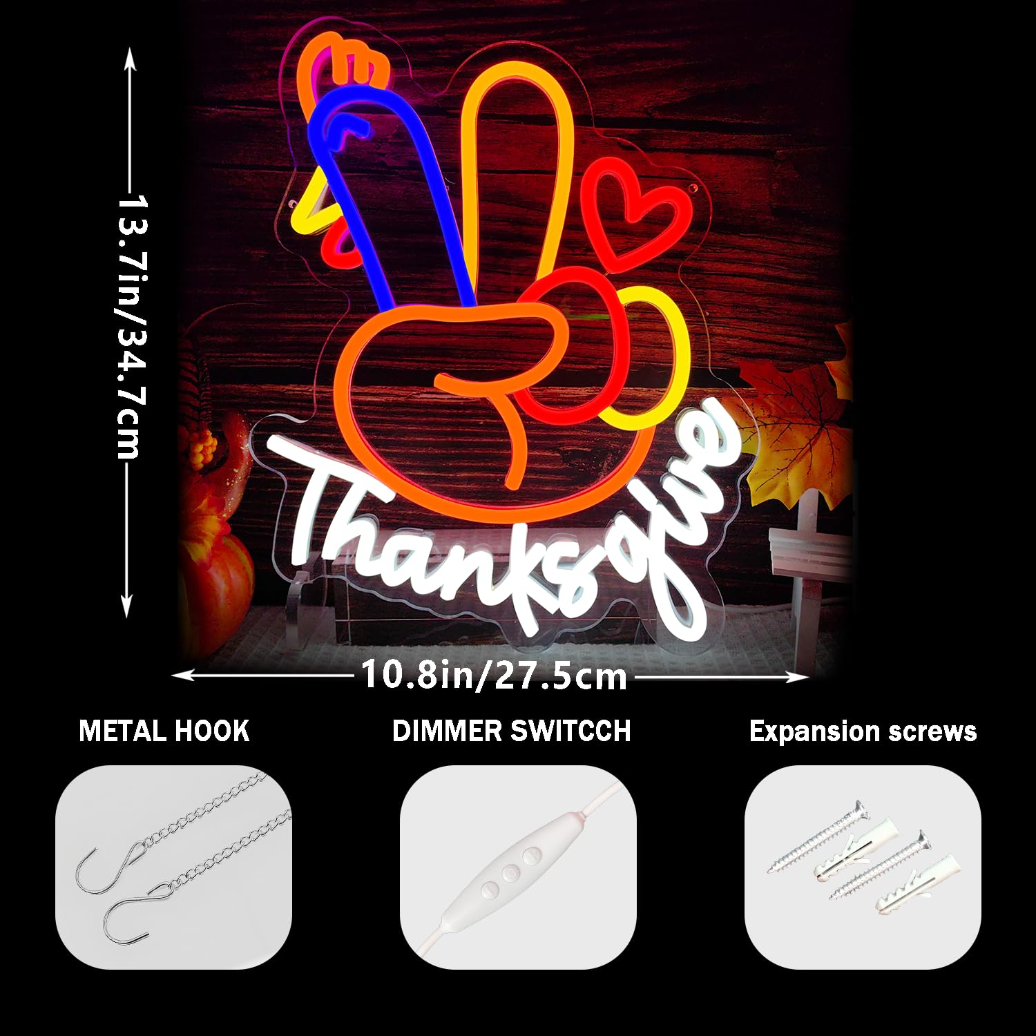 Turkey Neon Sign Thanksgiving Neon Sign Dimmable Turkey Led Light Happy Thanksgiving Led Sign For Wall Decor Turkey Neon Window Light Up Sign For Bedroom Living Room Home Decor Party Gift