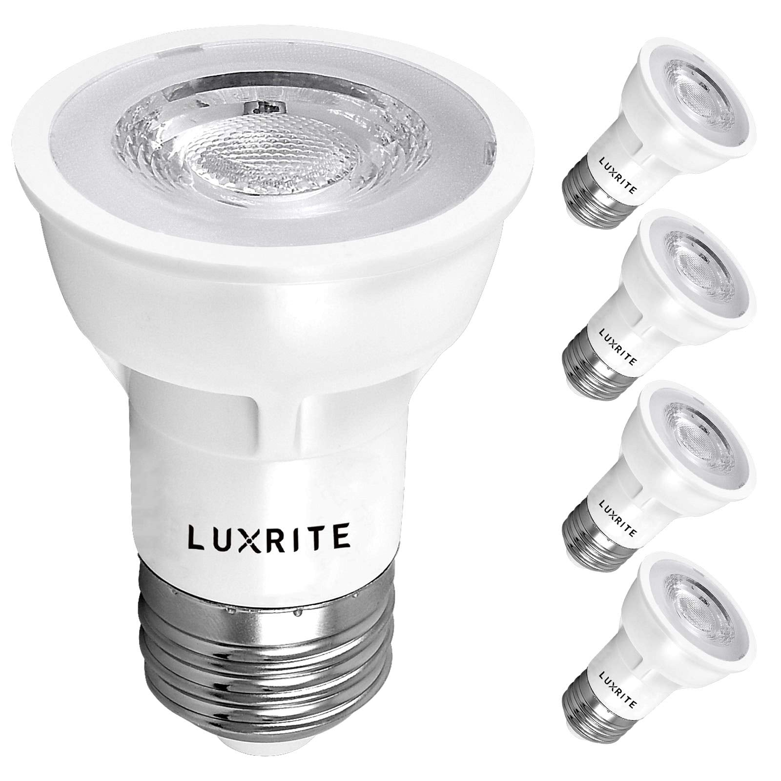 LUXRITE PAR16 LED Bulb, 5.5W, 450 Lumens, Dimmable, 2700K Warm White, E26 Medium Base, 4 Count,