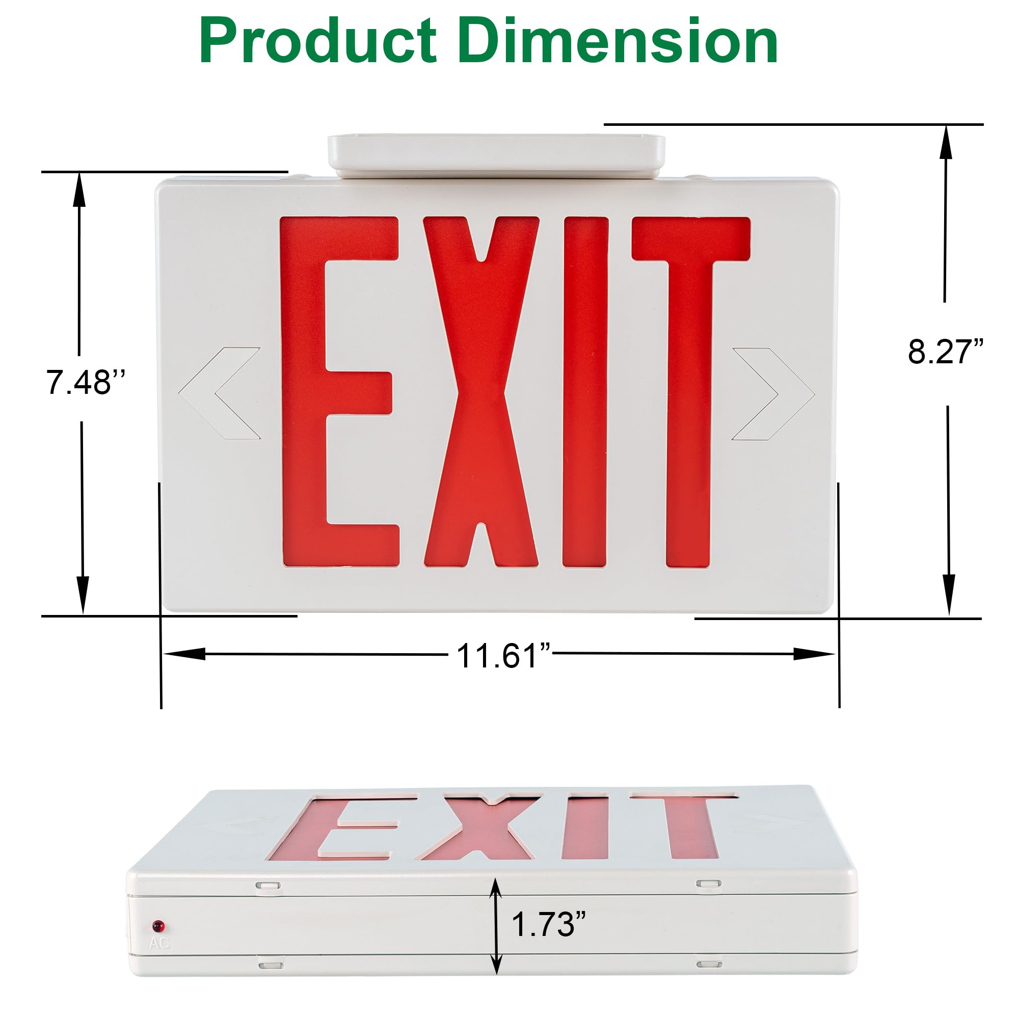 Gruenlich Led Exit Sign, Emergency Light With Double Face And Back Up Batteries- Us Standard Red Letter Exit, Ul 924 Qualified, 120/277 Voltage, 4-Pack