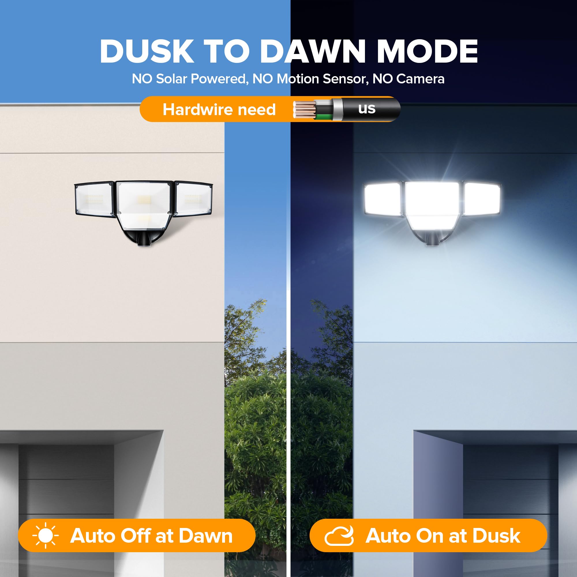 LUTEC 80W Dusk to Dawn LED Flood Light, 9000LM, IP65 Waterproof, 5000K, Black, Model 7632815012