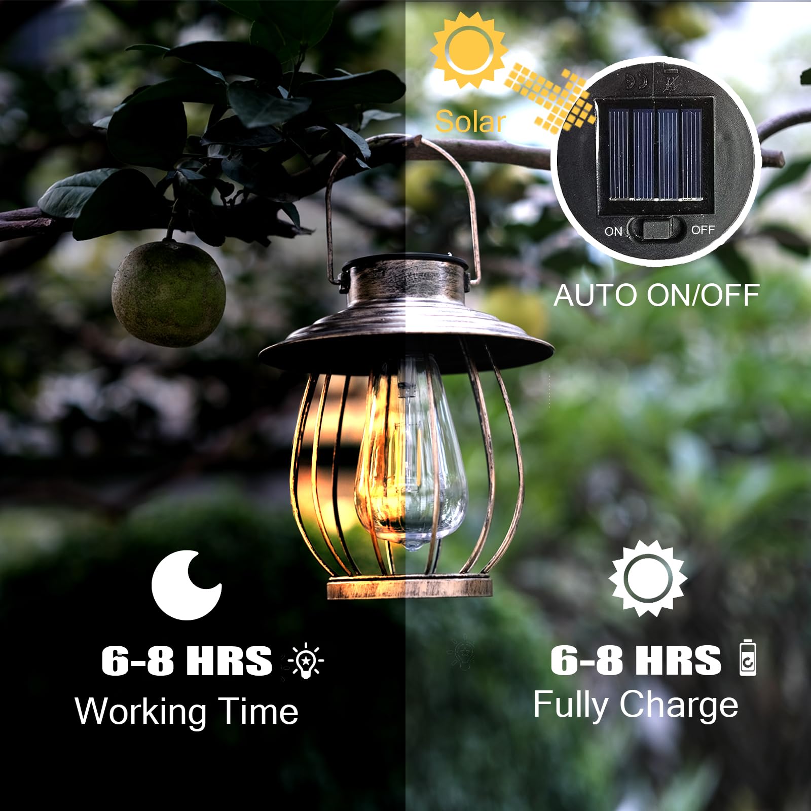 Xuwen Solar Lanterns Outdoor Waterproof - Bronze Metal Garden Decor With Sheep Hook