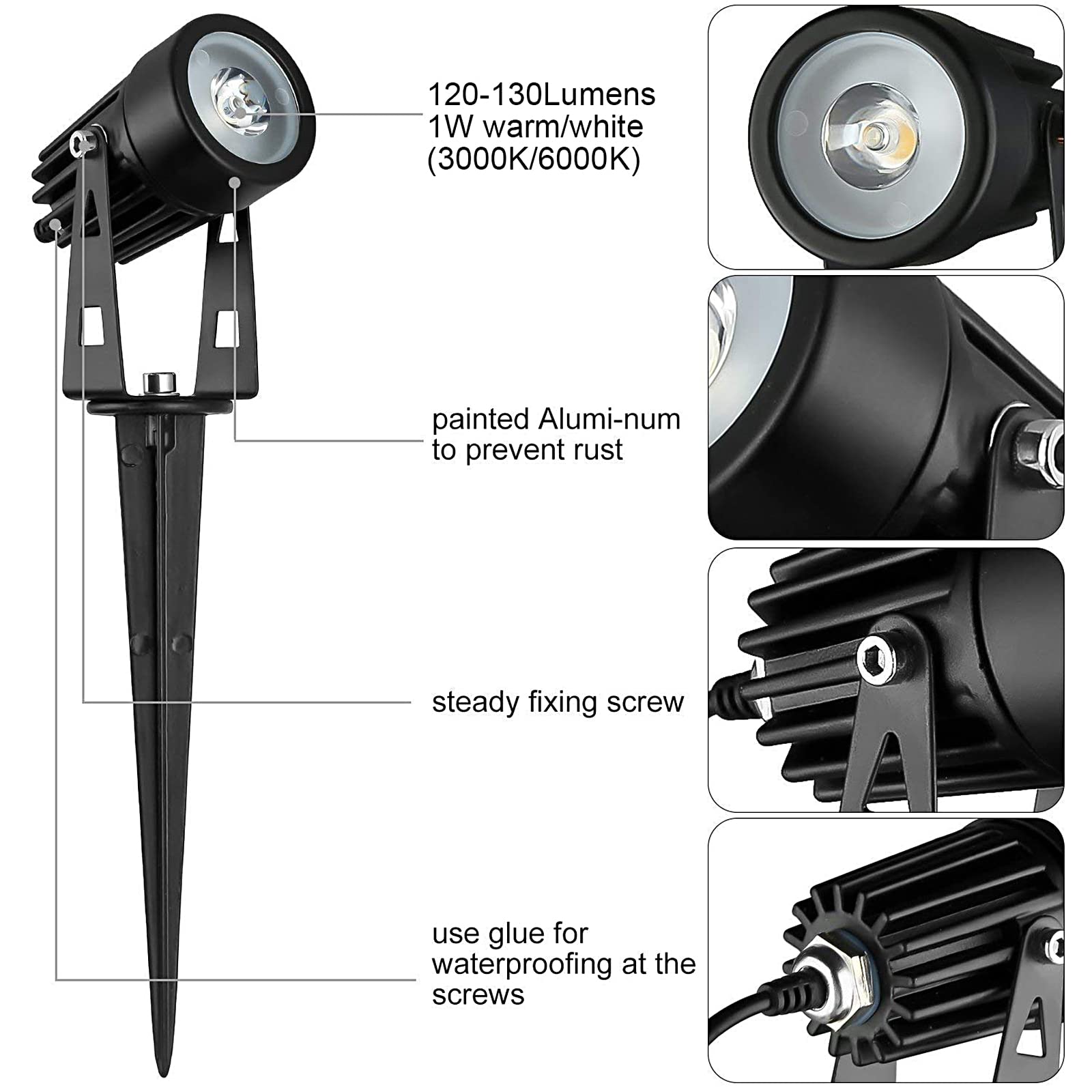 DINGLILIGHTING LED Solar Landscape Spotlights, 2-in-1, Warm Light, Model WS-FPS2-2B, Waterproof Outdoor Lighting for Yard and Garden