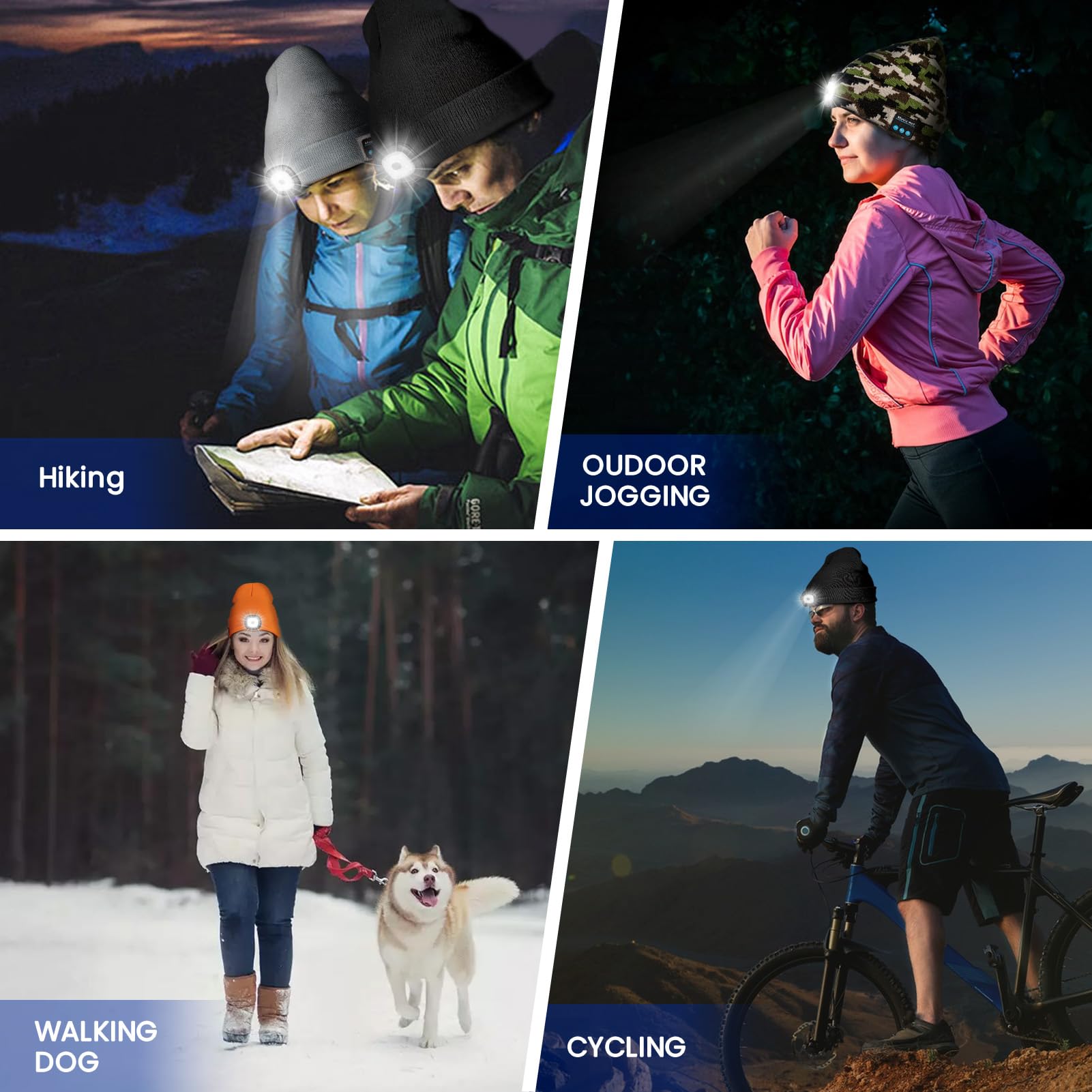 Vibhigh-standard Bluetooth Beanie Hat With Light  Usb Rechargeable Led Headlamp With Wireless Headphones  Christmas Gifts Stocking Stuffers For Men  Teen Boys  Him  Husband  Boyfriend  Camouflage