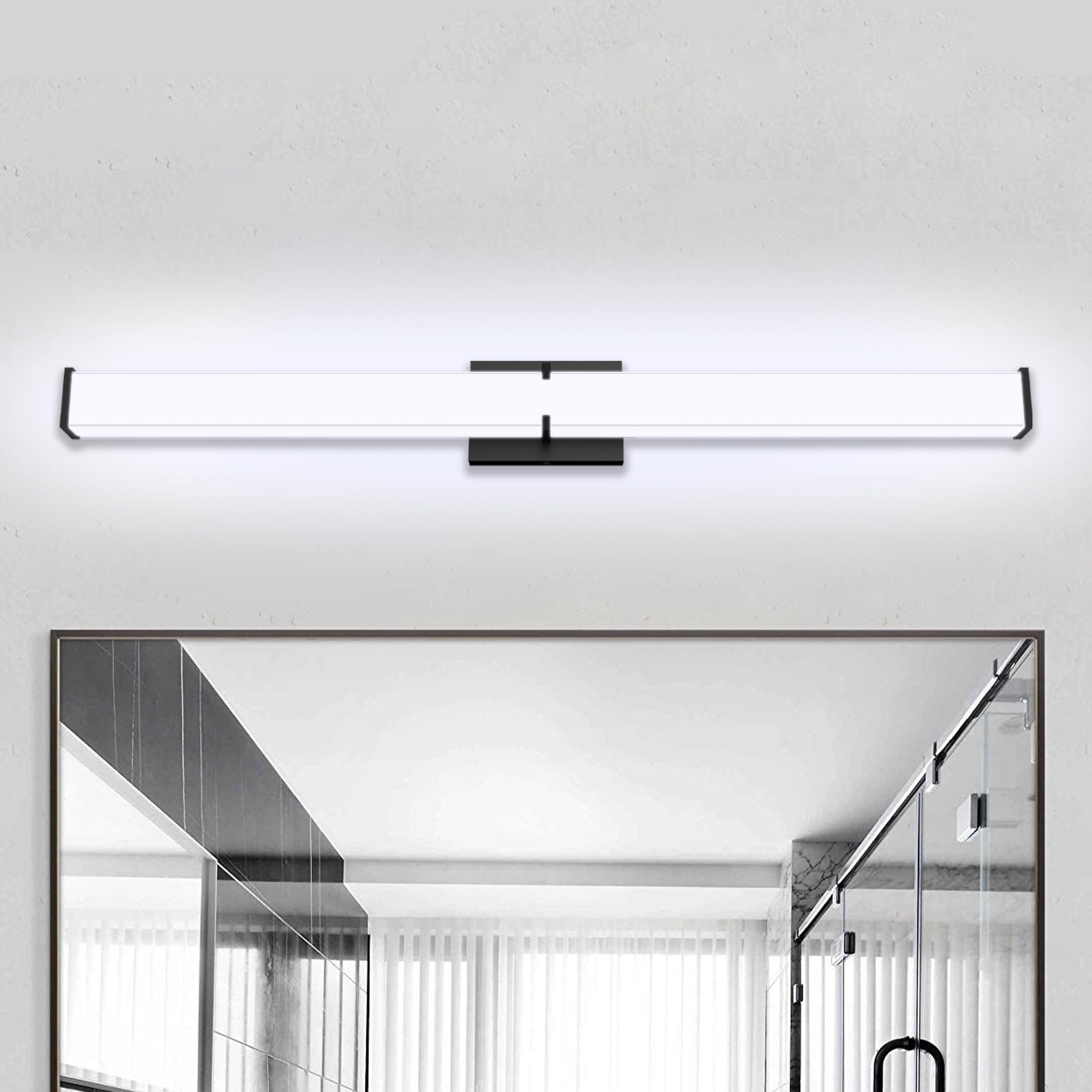 Bathroom Light Fixtures: 39.96 Inch Etl Certified Bathroom Vanity Light 5000K Cool White 40W 3600Lm - Modern Black Led Vanity Light Elegant Clear Shade  Bathroom Lighting Fixtures Over Mirror Dimmable