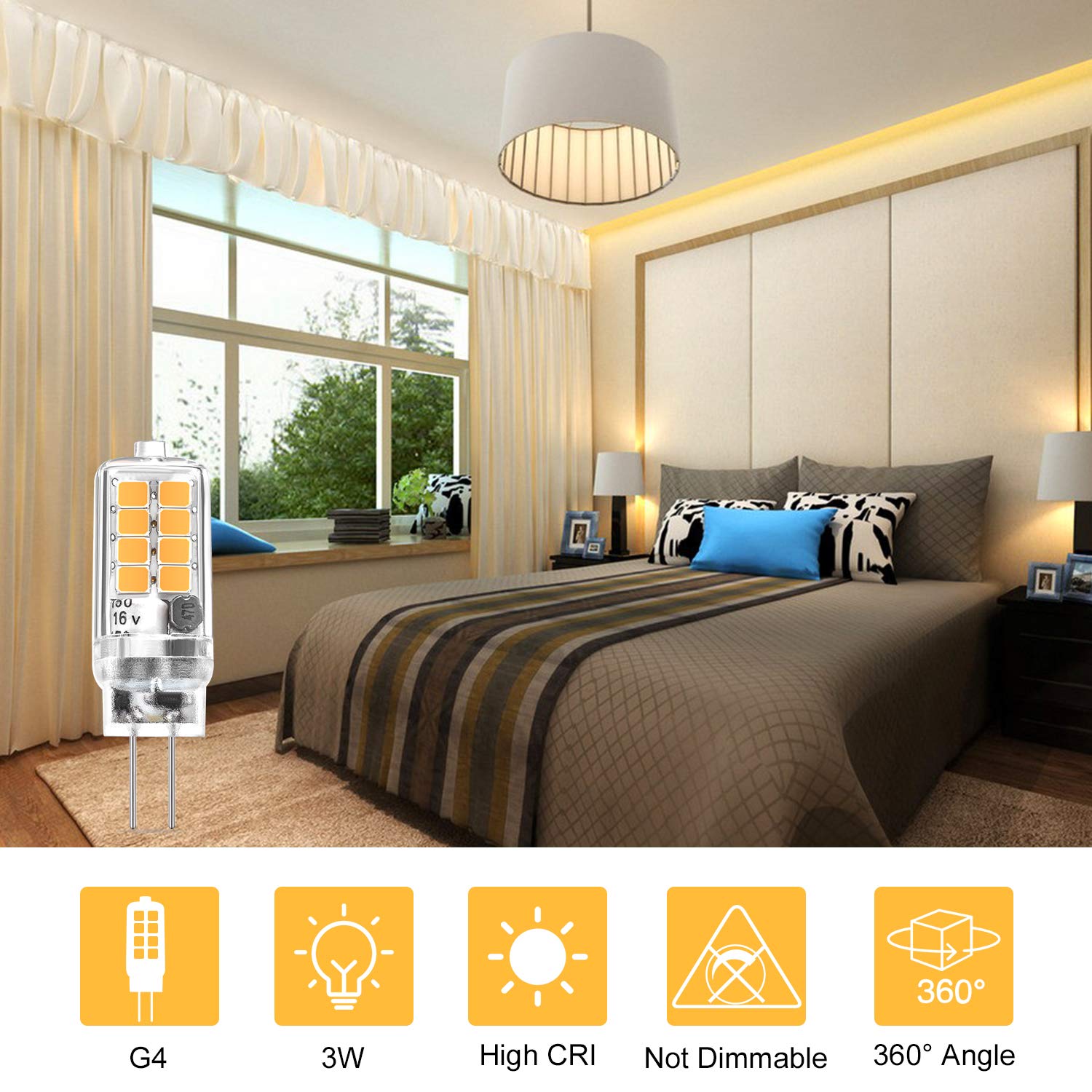 Umleeddlt G4 Led Bulb, Warm White, 3W Equivalent To 20W/30W Halogen, 10 Pack, 360° Beam Angle, Non-Dimmable