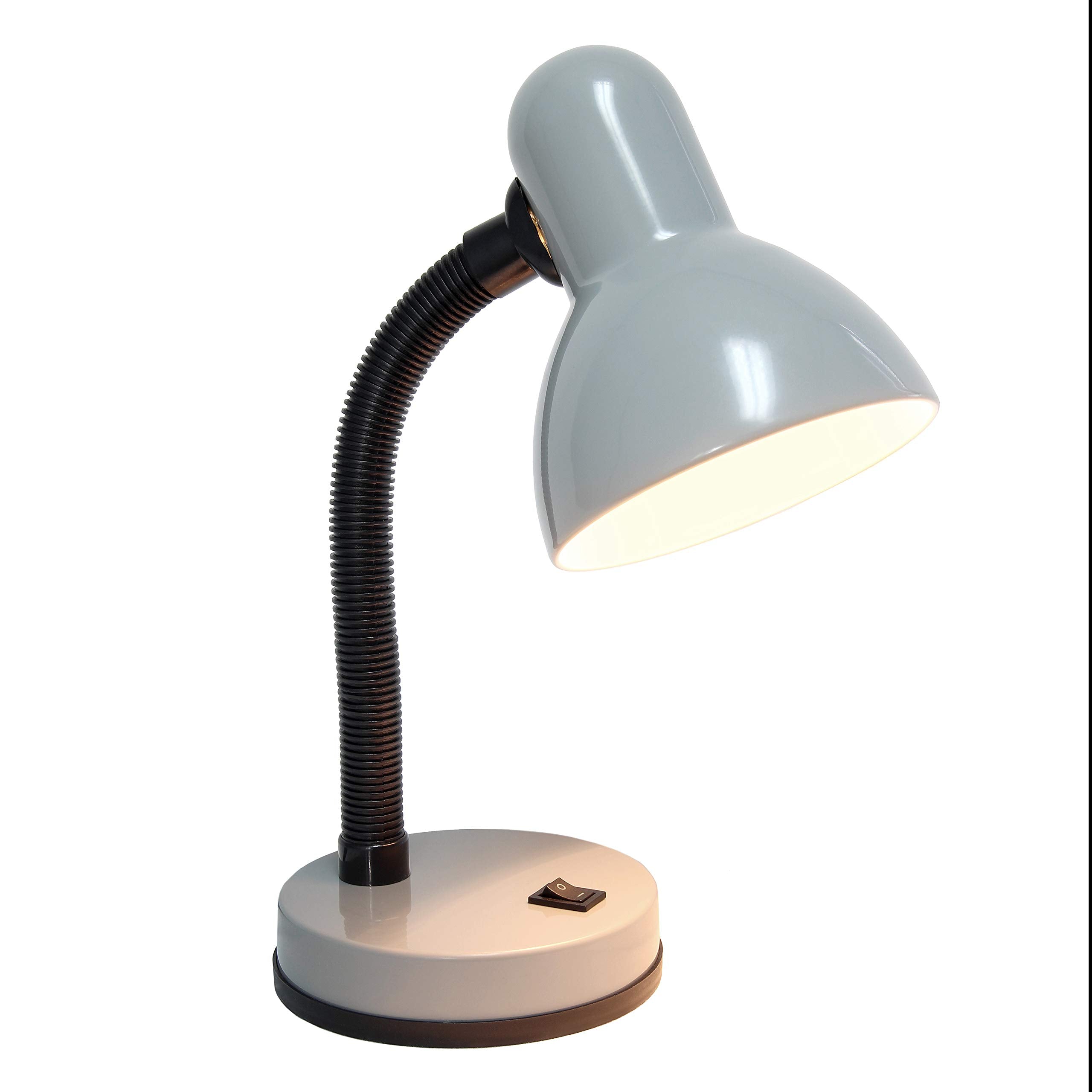 Simple Designs Ld1003-Slv Basic Metal Desk Lamp With Flexible Hose Neck For Office, Living Room, Bedroom, College Dorm, Bookshel