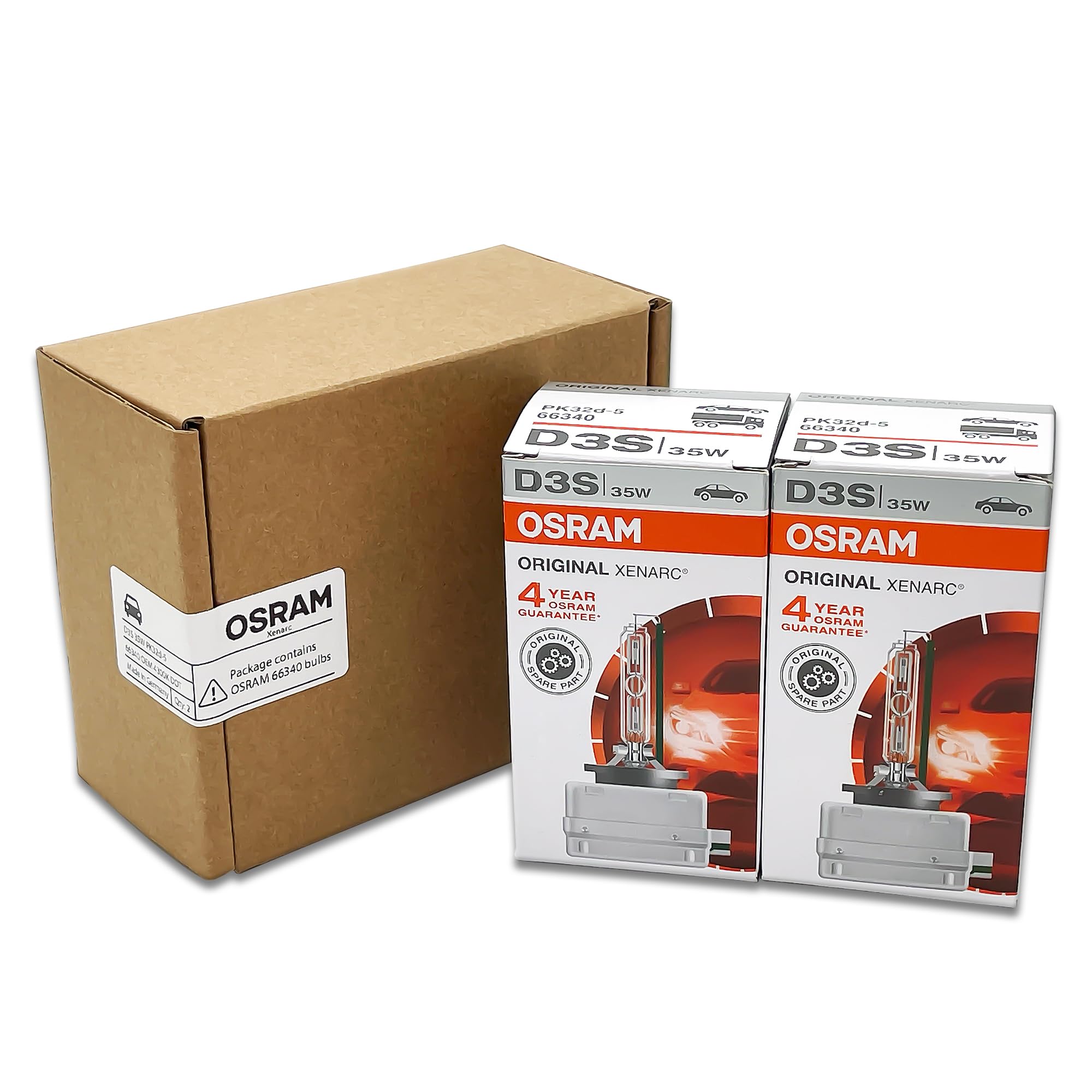 OSRAM XENARC D3S HID Xenon Headlight Bulbs, Pack of 2, Metal Construction