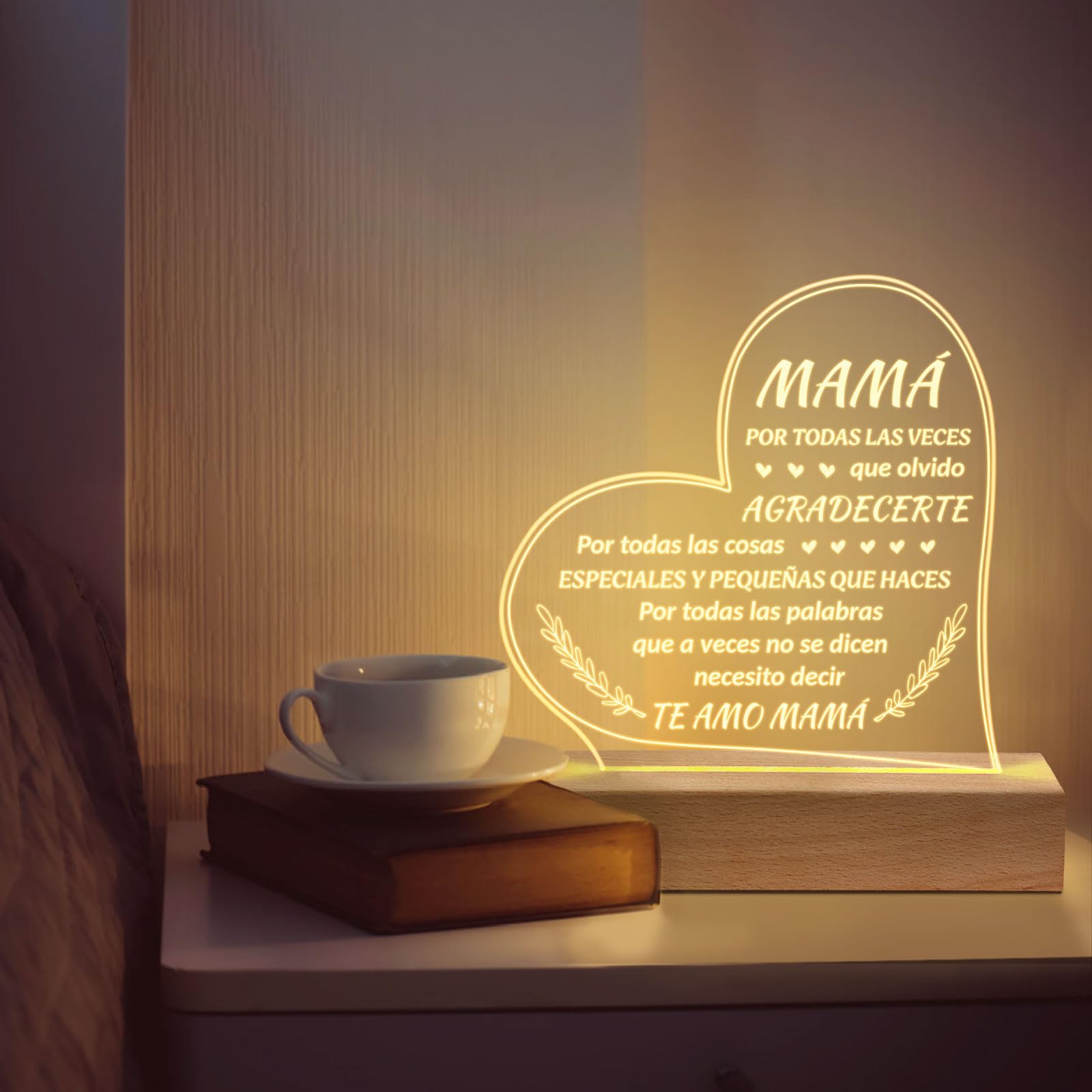 Regalos para Mam   - Engraved Wooden Base Lamp, Regalo de CumpleaOs para Mam   Mujers, Regalos para Mujer, Gifts for Mom