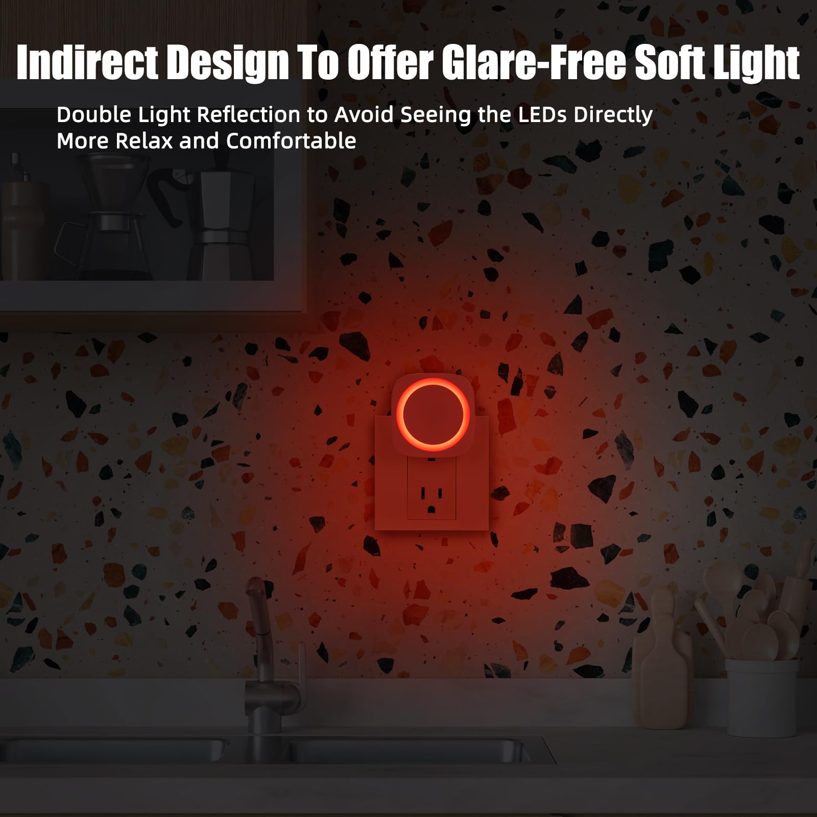 Red Night Lights Plug Into Wall, 4 Packs Dimmable Night Light With Dust To Dawn Sensor, Automatically Turn On And Off, Gentle Gl