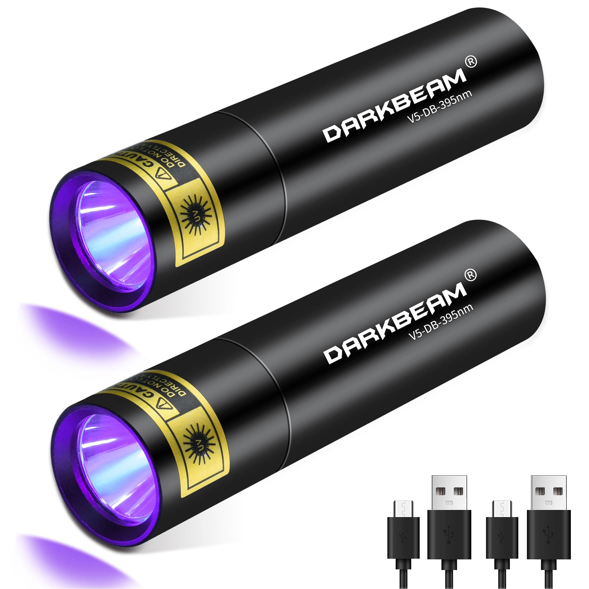 DARKBEAM Flashlight UV Black Light 395 NM, Mini but Powerful USB- C LED Rechargeable Woods Lamp, Ultraviolet Flashlights for Pet