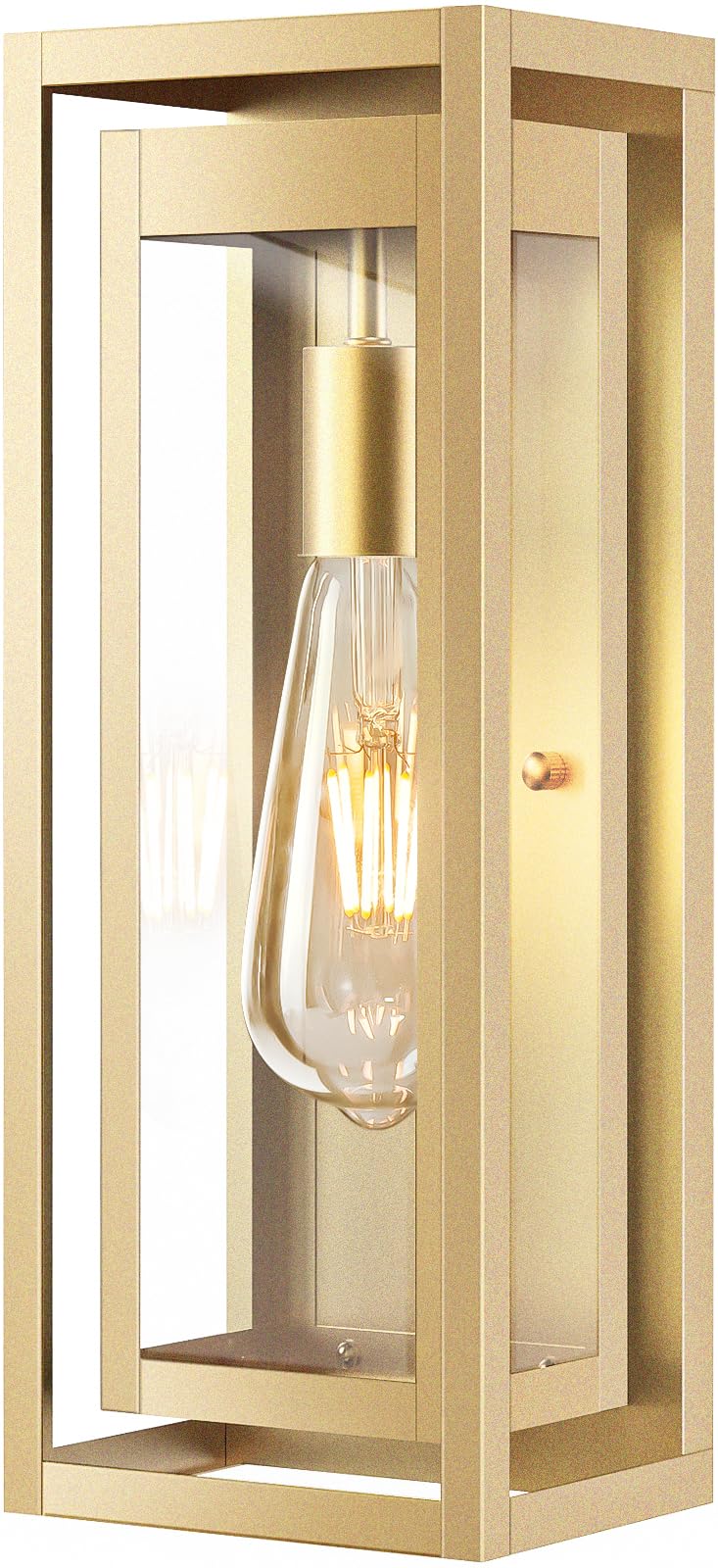 Slypadan 15'' Large Gold Outdoor Light Fixture Wall Mount, Waterproof Outdoor Sconces, Modern Wall Lights with Clear Glass Shade