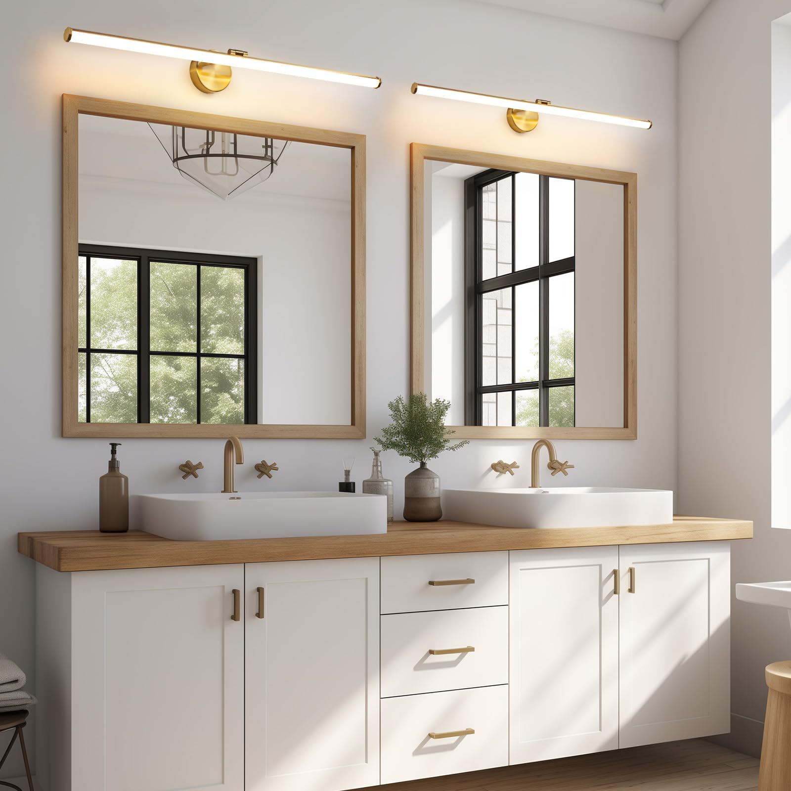 Kaisite Gold Vanity Light 39 Inch Modern Bathroom Light Fixture Over Mirror 24W Dimmable 5Cct Led Vanity Light For Bathroom Rest