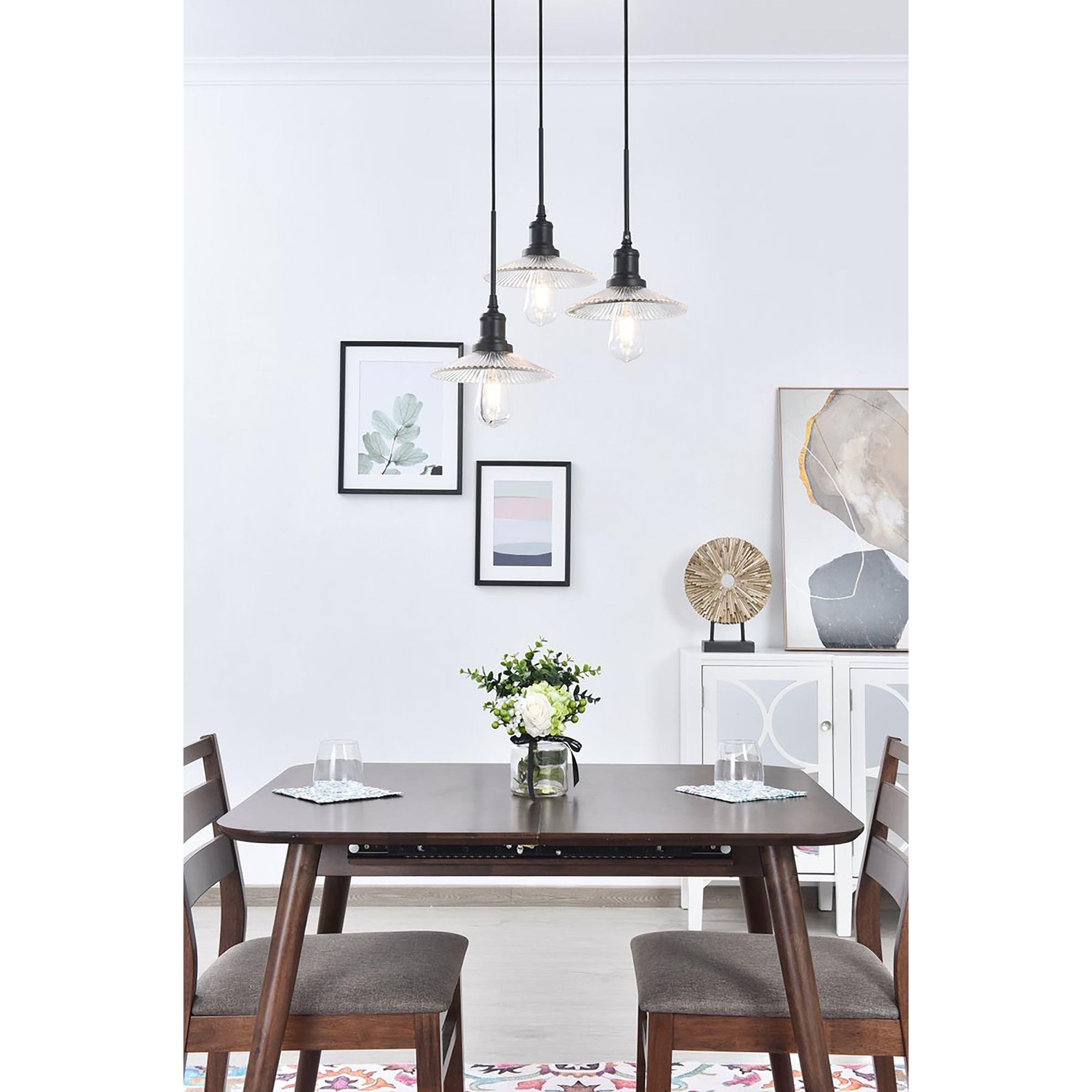 Living District Indoor Modern Home Decorative Bright Ceiling Waltz 3 Light Black Pendant
