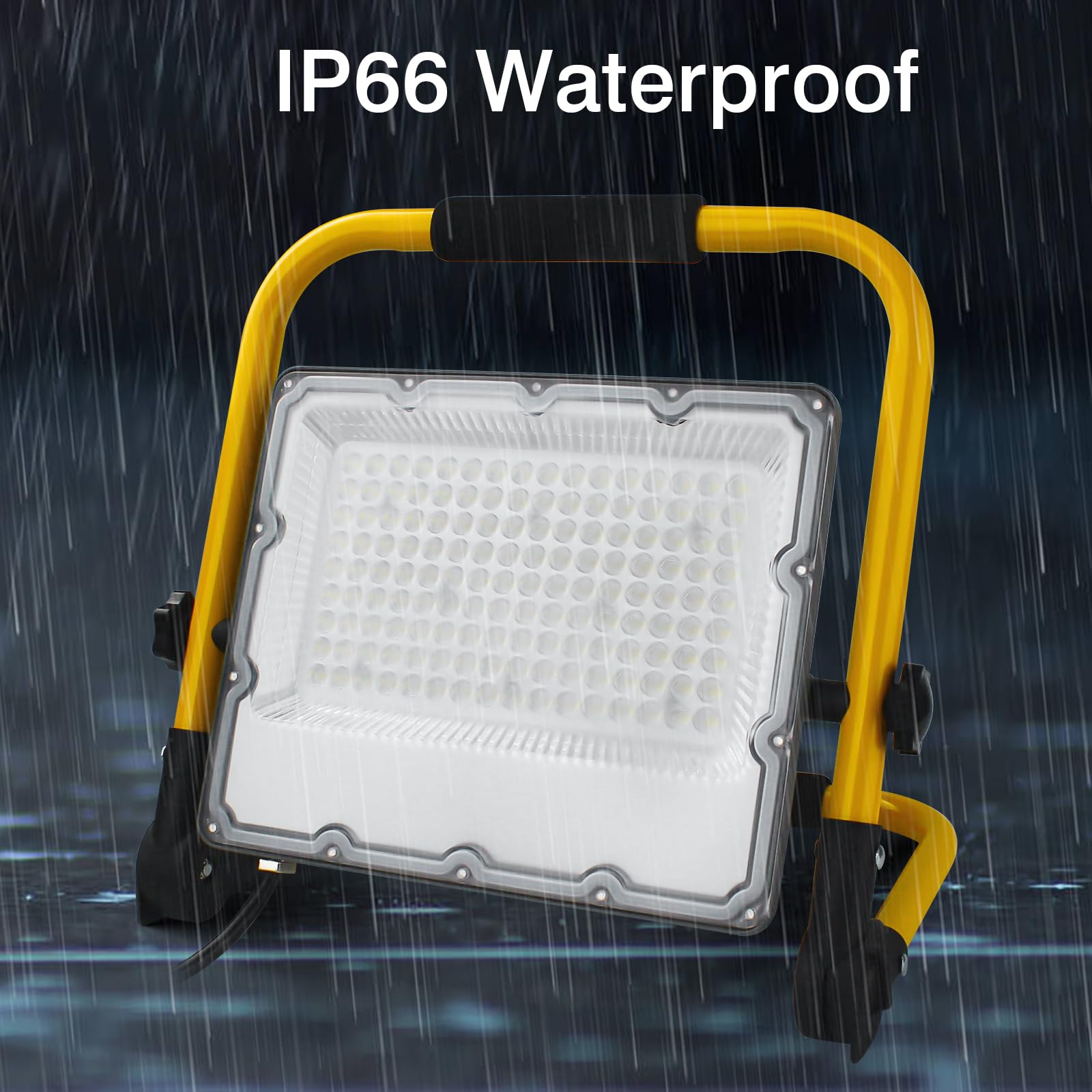 Ouside 100W Led Work Light, 10000Lm Construction Light With 13.1 Ft Cable, 700W Equivalent 6500K Portable Plug-In Working Lights With Stand, Ip66 Waterproof Job Site Light For Construction Site