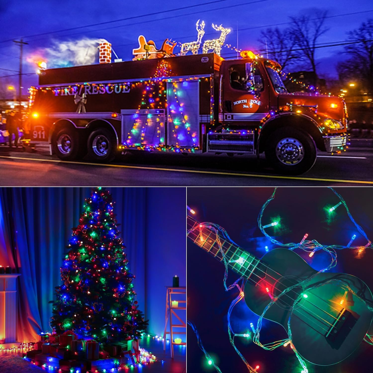 200 Ft 500 Led Christmas Lights Outdoor Fairy Lights Plug In Extra Long String Lights Clear Wire Waterproof 8 Modes Timer For Outside House Tree Garden Yard Wedding Party Decorations-Multicolored