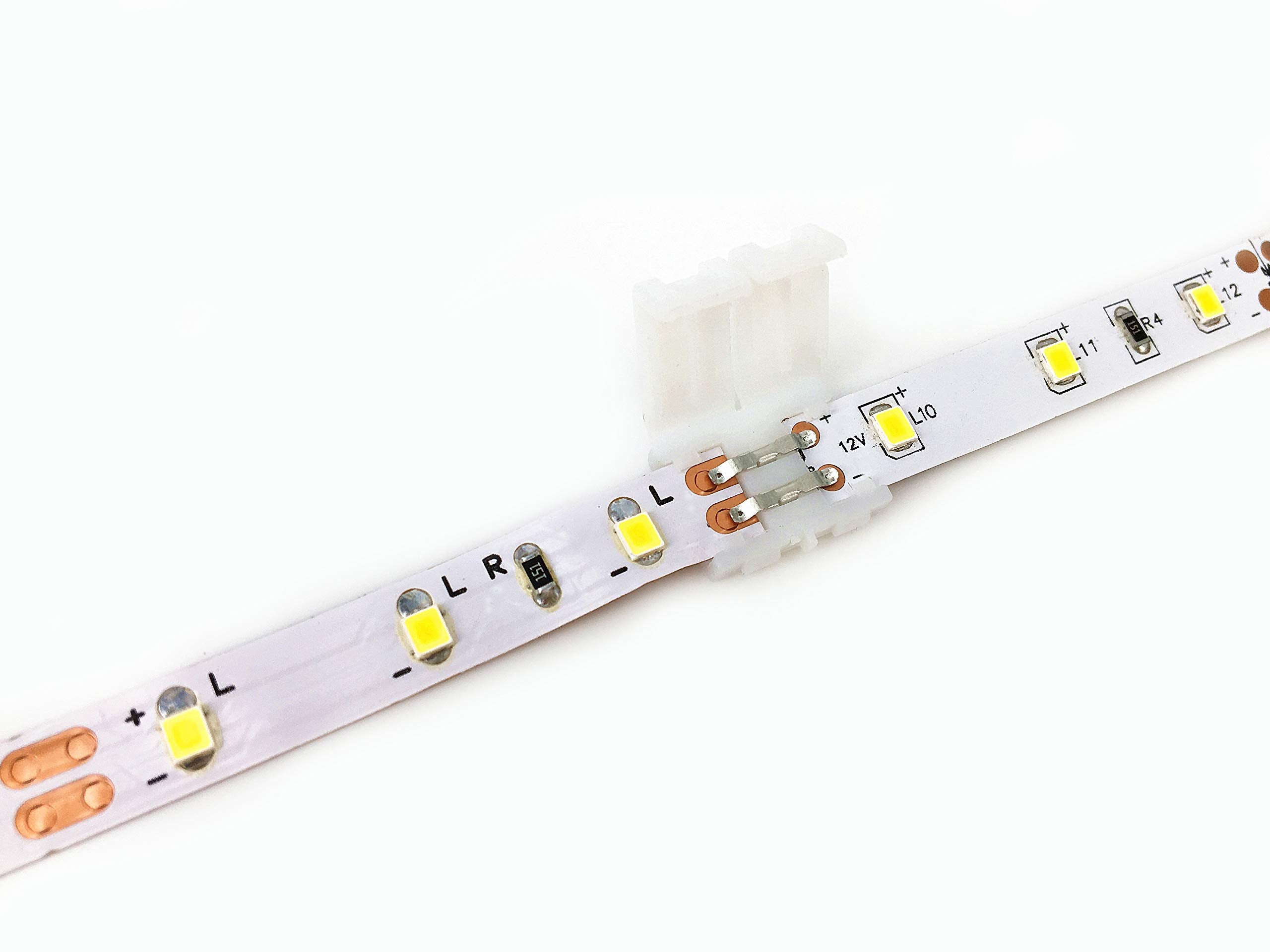 HUALAND 20PCS 2Pin LED Light Strip Connector - Box Adapter for 8mm 3528 SMD Strips - Metal - White