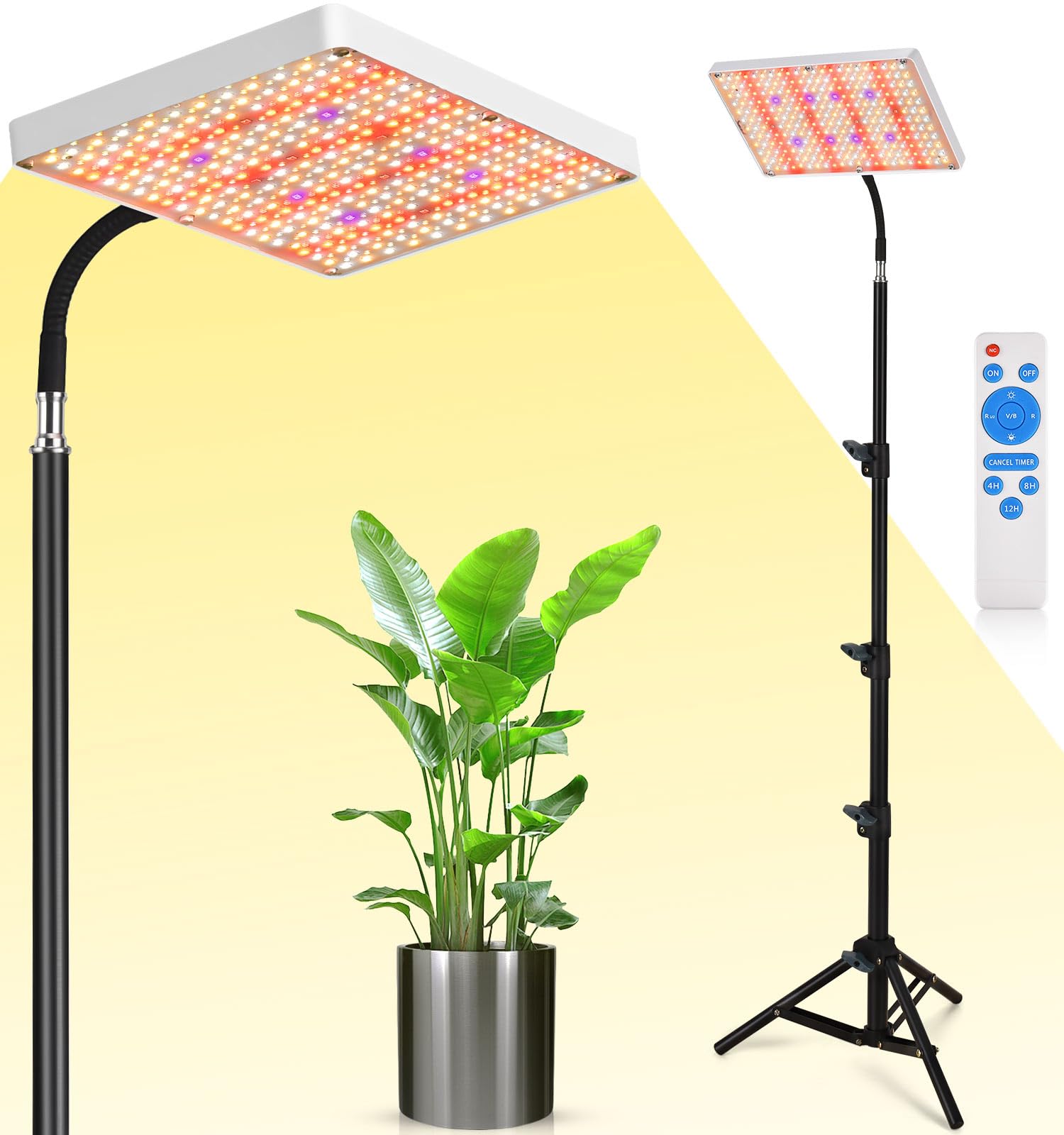 2025 Upgrade LED Grow Lights with Stand, Full Spectrum Dimmable Grow Light with Remote Control for Greenhouse and Indoor Plant V