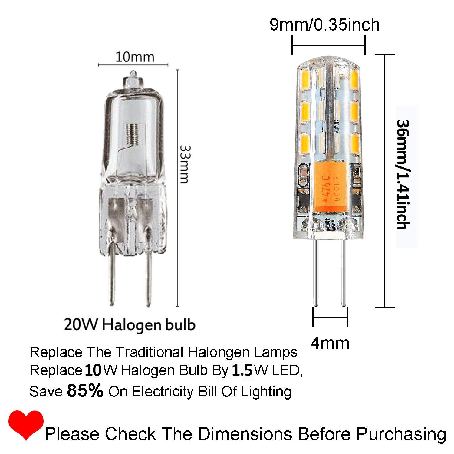 RA RAYHOO G4 LED Bulbs 1.5W AC/DC 12V 10pcs Warm White 3000K Halogen Replacement