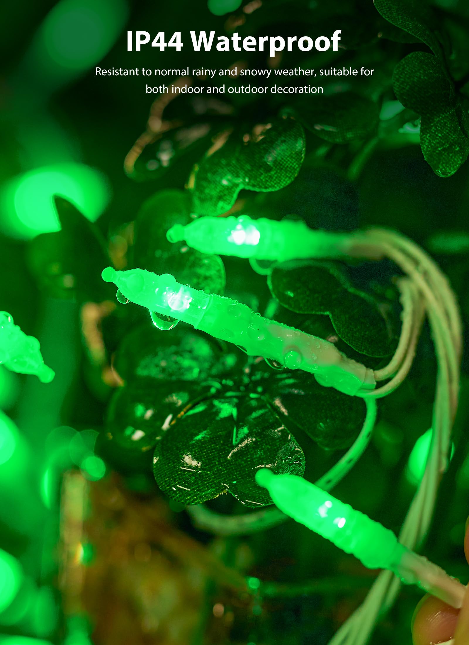 St. Patrick Mini Christmas Lights, 39 Feet 100 Led Fairy String Lights With 8 Lighting Modes, Waterproof Connectable For Indoor Outdoor Xmas Tree Garland Wreath Holiday Decoration, Green